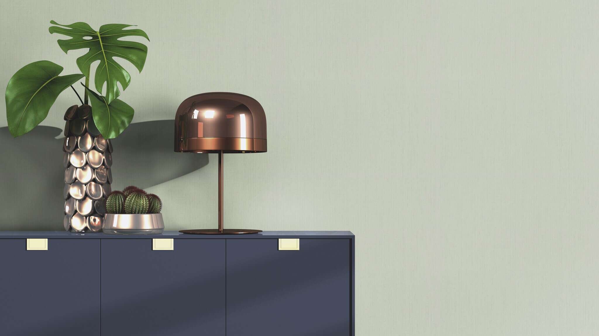 10-746136 Raumsituationen 5 Raum mit Einfarbige Tapete mit textiler Struktur