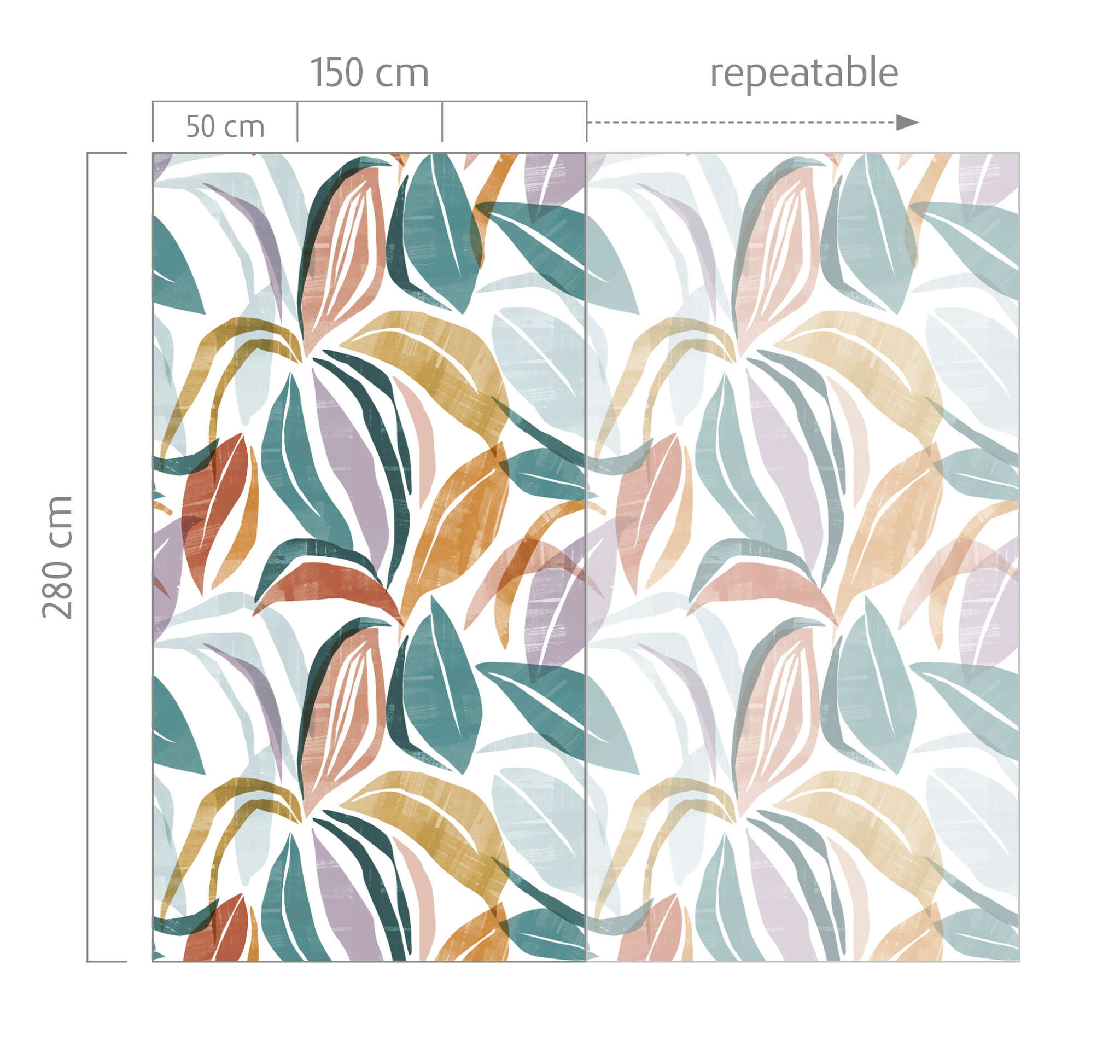10-300353 Bildauschnitt 1 Papier peint panoramique Colored Leaves in Vert | Roomblush - RB476