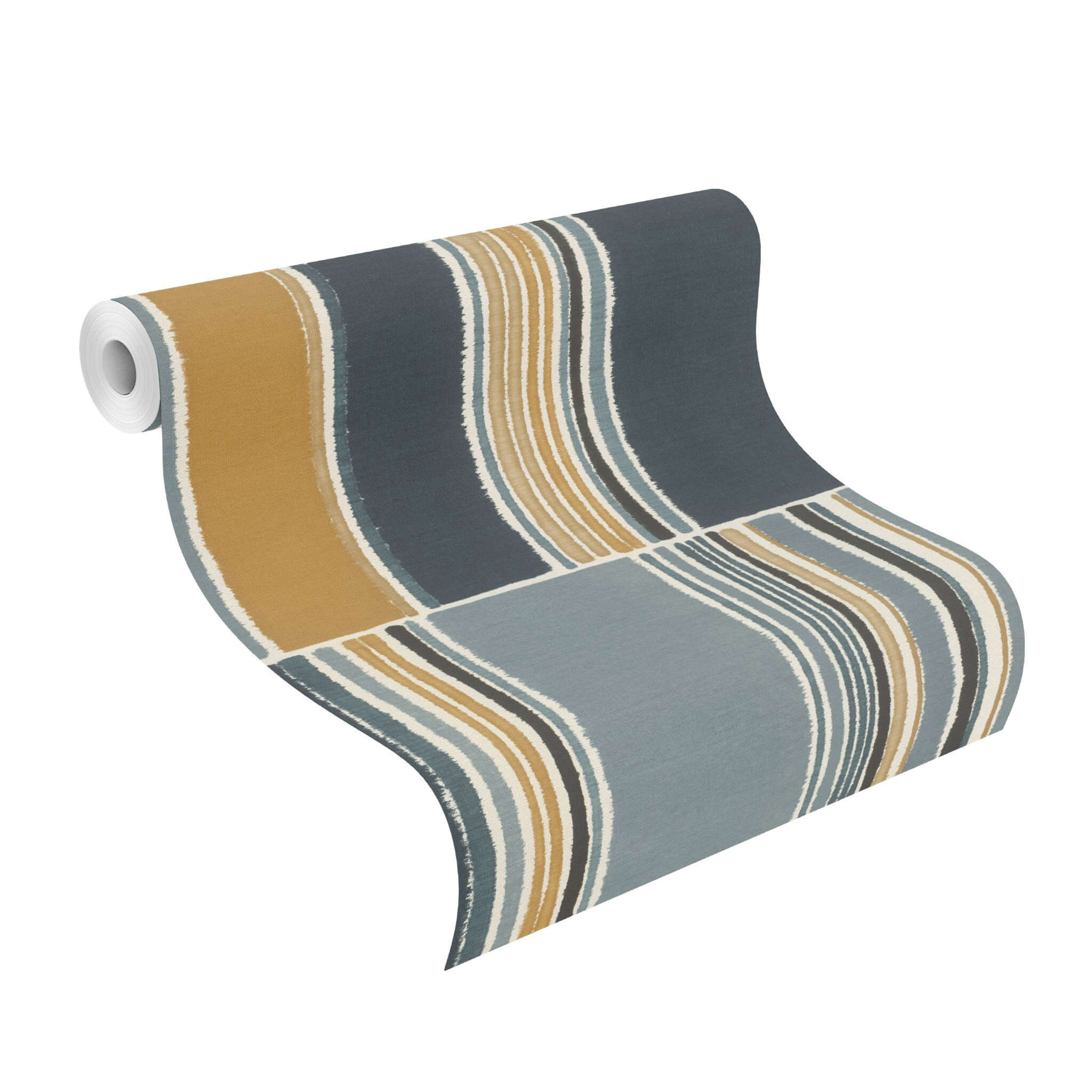 10-484441 Rolle abgerollt 1 Unrolled wallpaper roll with Single-colour wallpaper with a textile texture