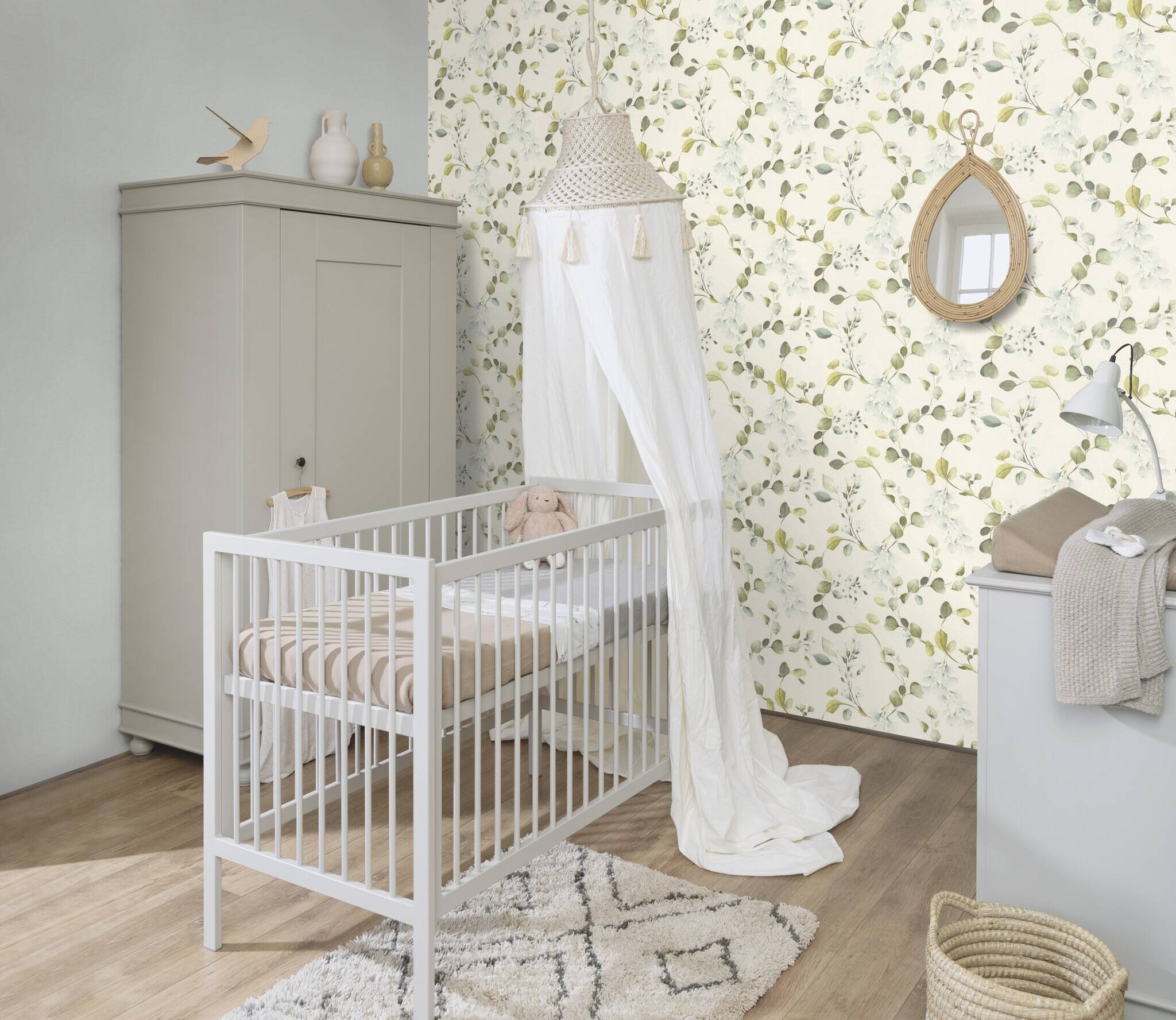 10-582222 Raumsituationen 5 Non-woven blossom wallpaper in blue Selection vinyl/non-woven 582222