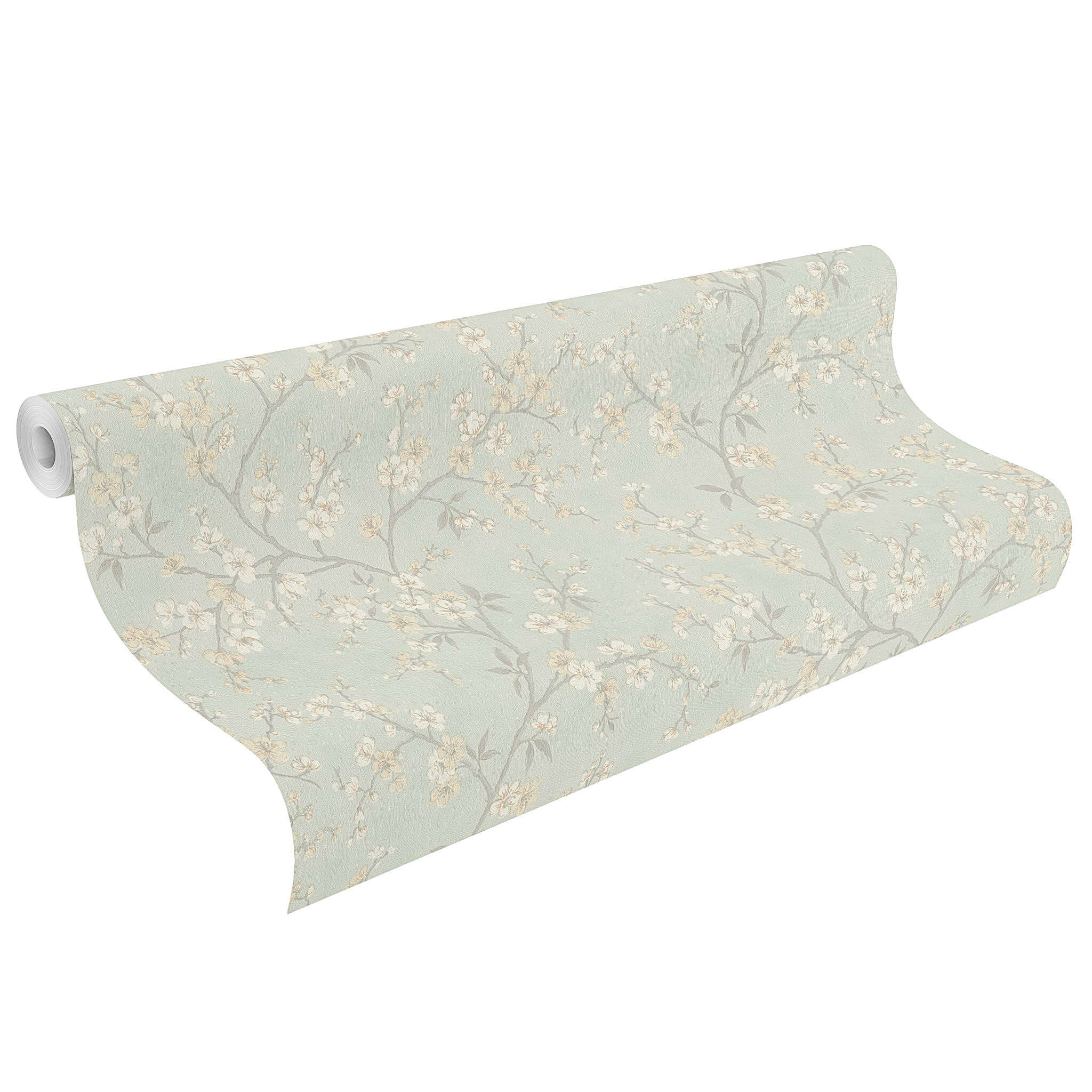 10-981032 Rolle abgerollt 1 Kirschblüten Vliestapete in Blau-Pastellblau Selection doppeltbreit 981032