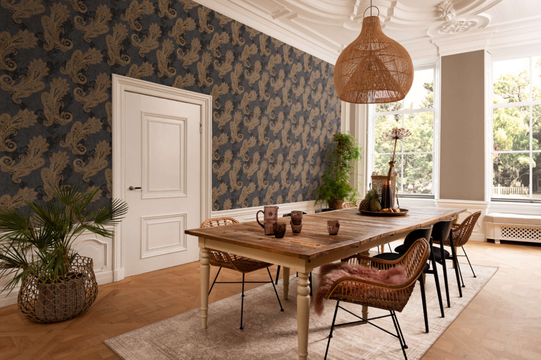 10-746464 Raumbilder (automatisch) 4 Rollenabbildung mit Orientalische Tapete mit Ornamenten im Paisly Design