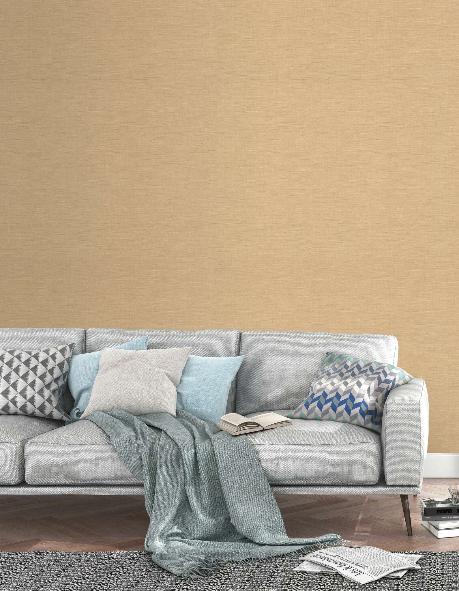 10-531367 Raumsituationen 6 Room with Single-colour wallpaper with a textile texture