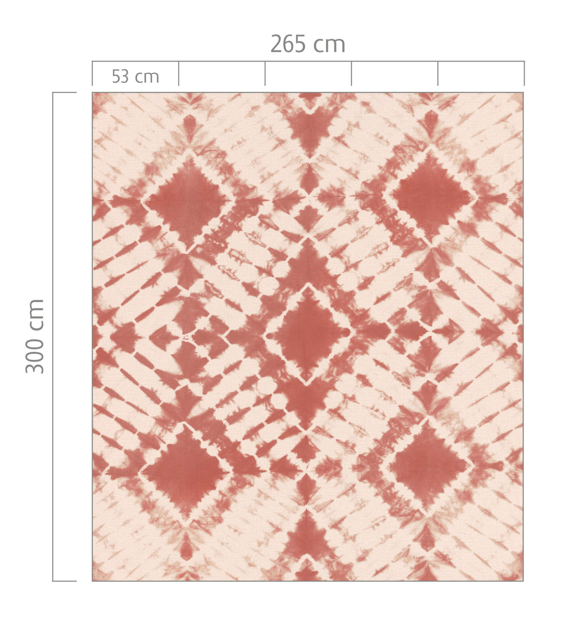 Papier peint batik accrocheur rouge rouille et beige avec un motif en losange – artistique, puissant et décoratif.