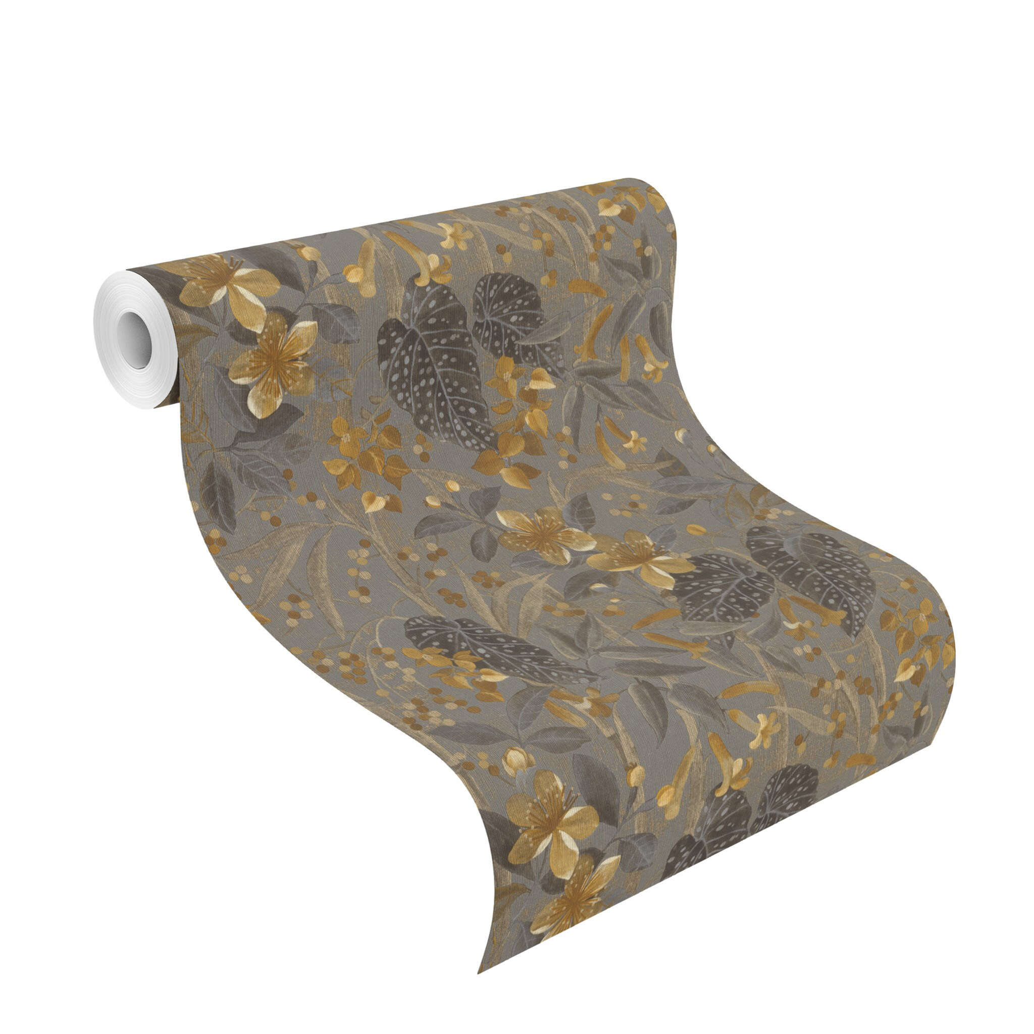 10-538229 Rolle abgerollt 1 Rouleau de déroulé avec Papier peint à feuilles avec fleurs et plantes