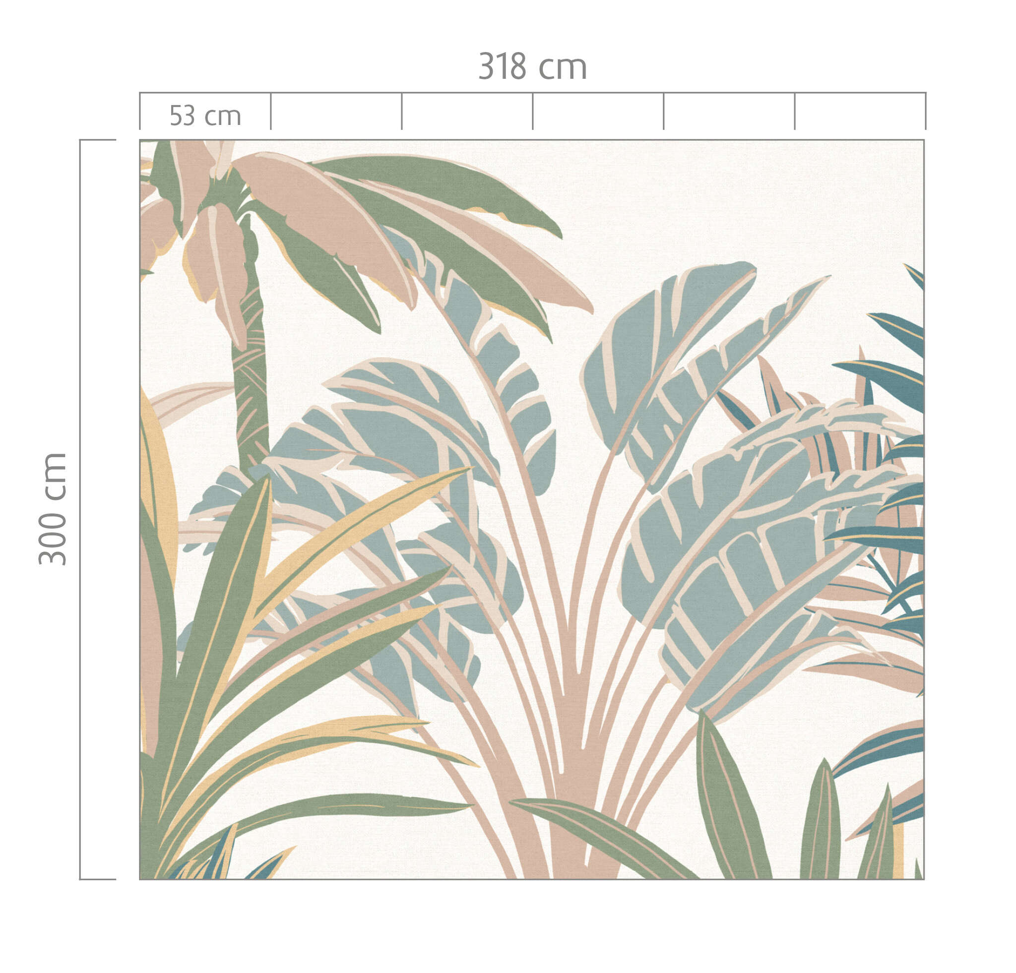 10-366754 Bildauschnitt 1 SCHÖNER WOHNEN-Fototapete Kollektion Wandbild JUNGLE in Pastelltönen 366754