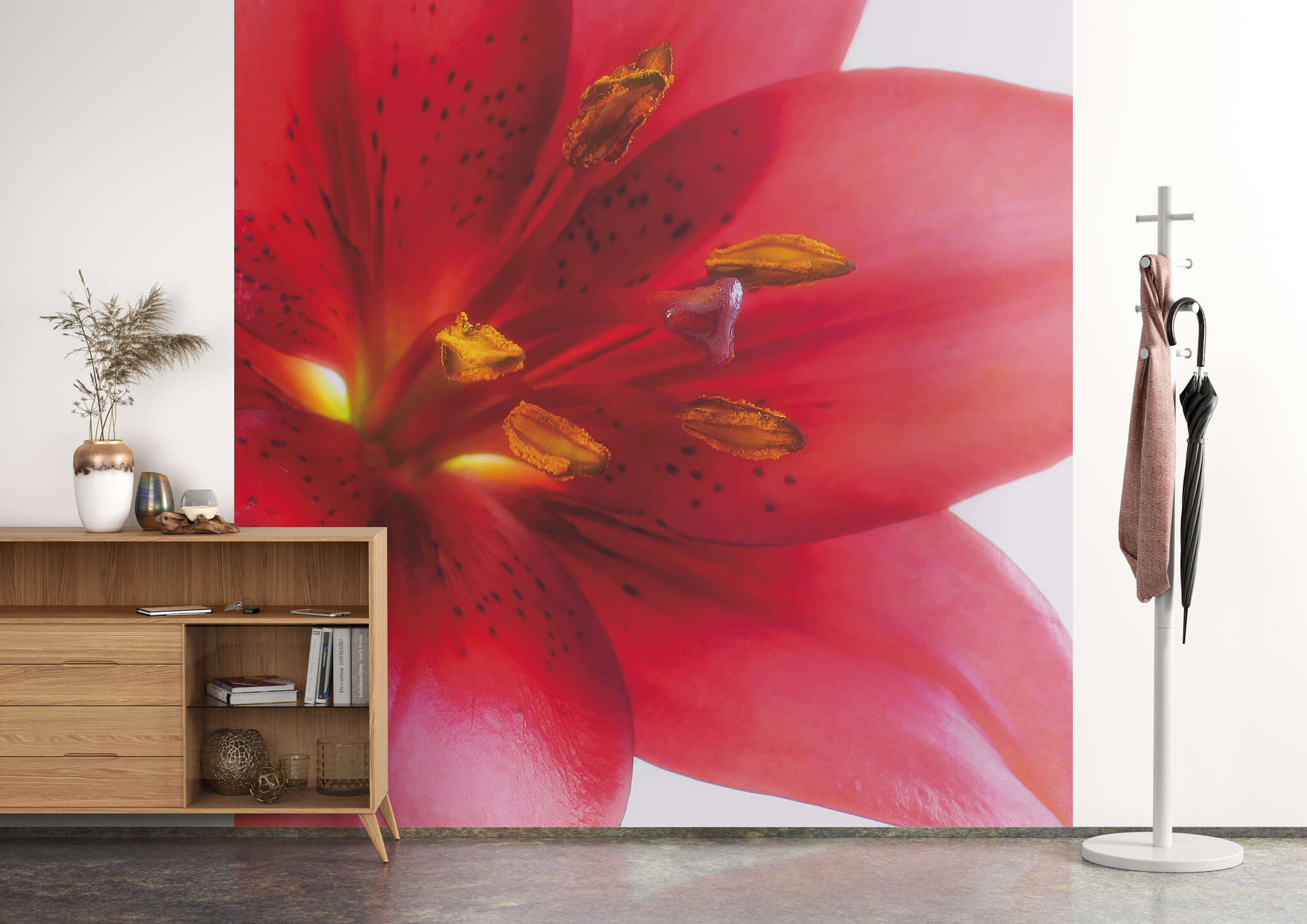 10-890051 Raumbilder 2 Flower wall mural in red 890051