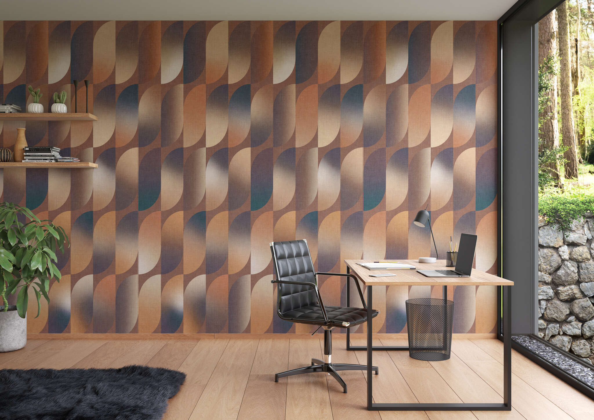 Arbeitszimmer mit 364088 - Wandbild - Dieses grafische Muster weckt Erinnerungen an Schlaghosen magicwalls Fototapete 364088