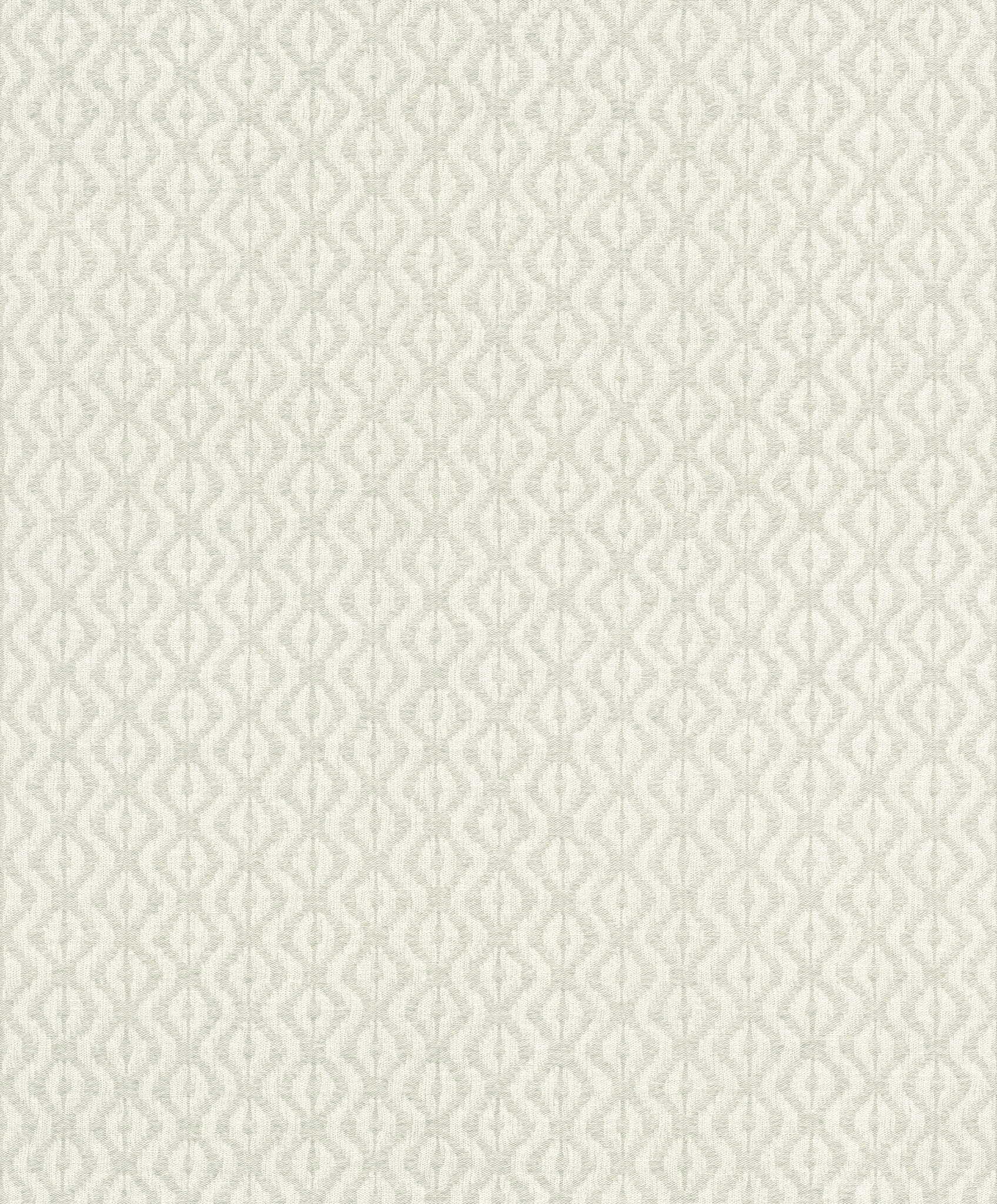 10-410686 Artikelscan 1 Vliestapete mit kleinteiligem Rautenmuster in Weiß mit textilartiger Struktur.