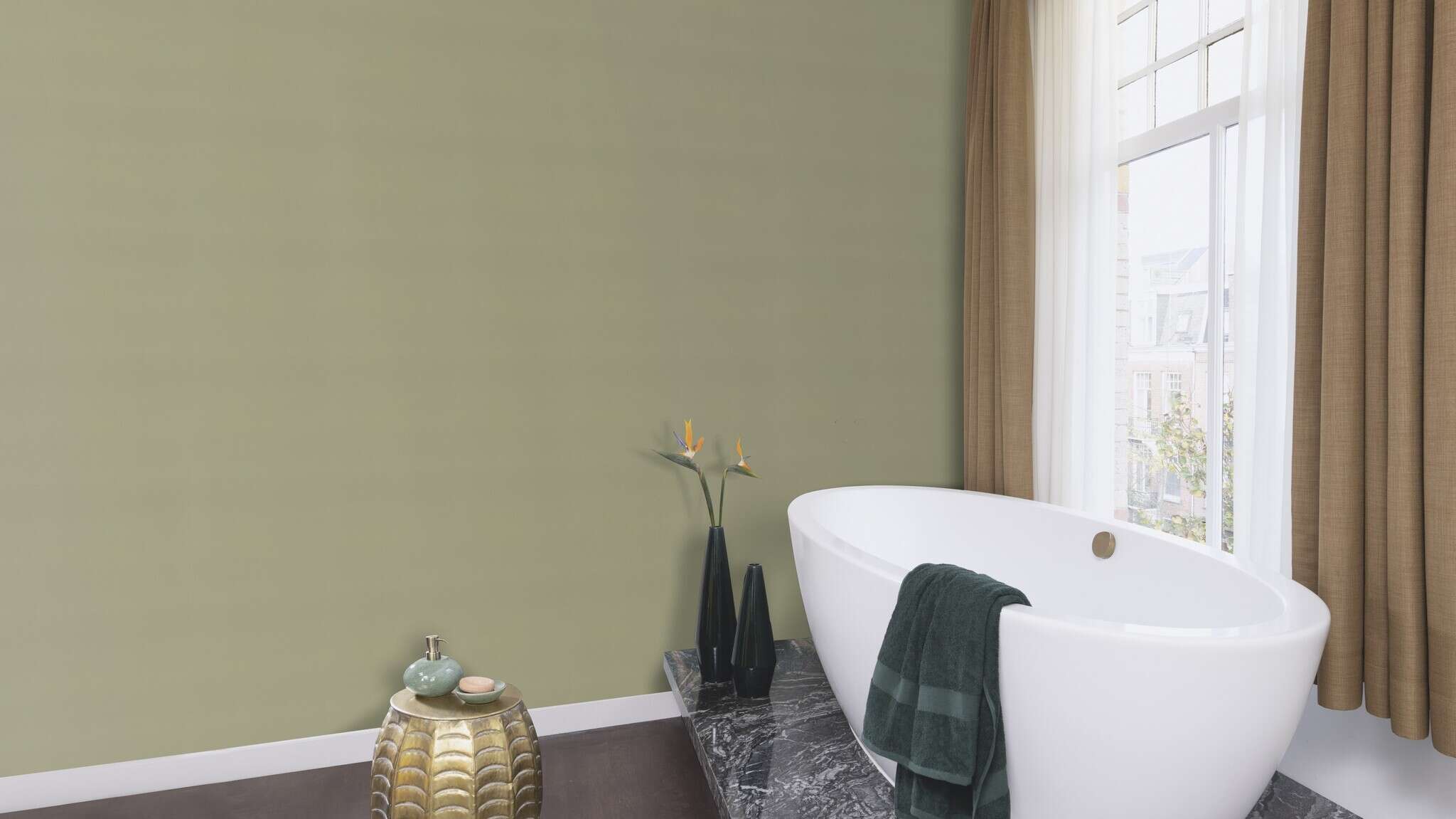 10-692709 Raumsituationen 3 Room with Single-colour wallpaper with a textile texture