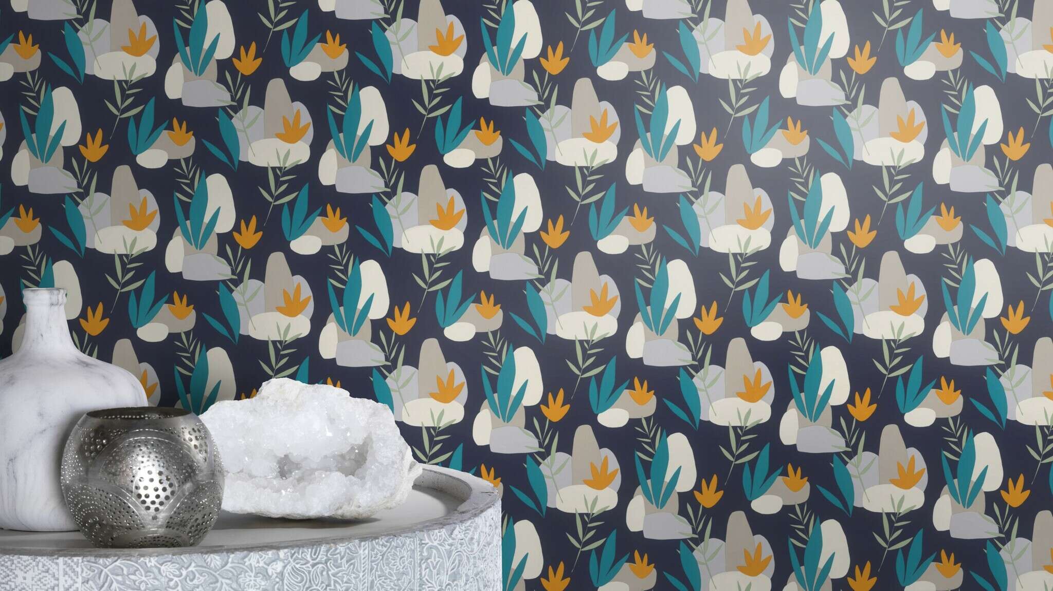 10-463453 Raumsituationen 3 Non-woven wallpaper in blue-night blue Selection vinyl/non-woven 463453
