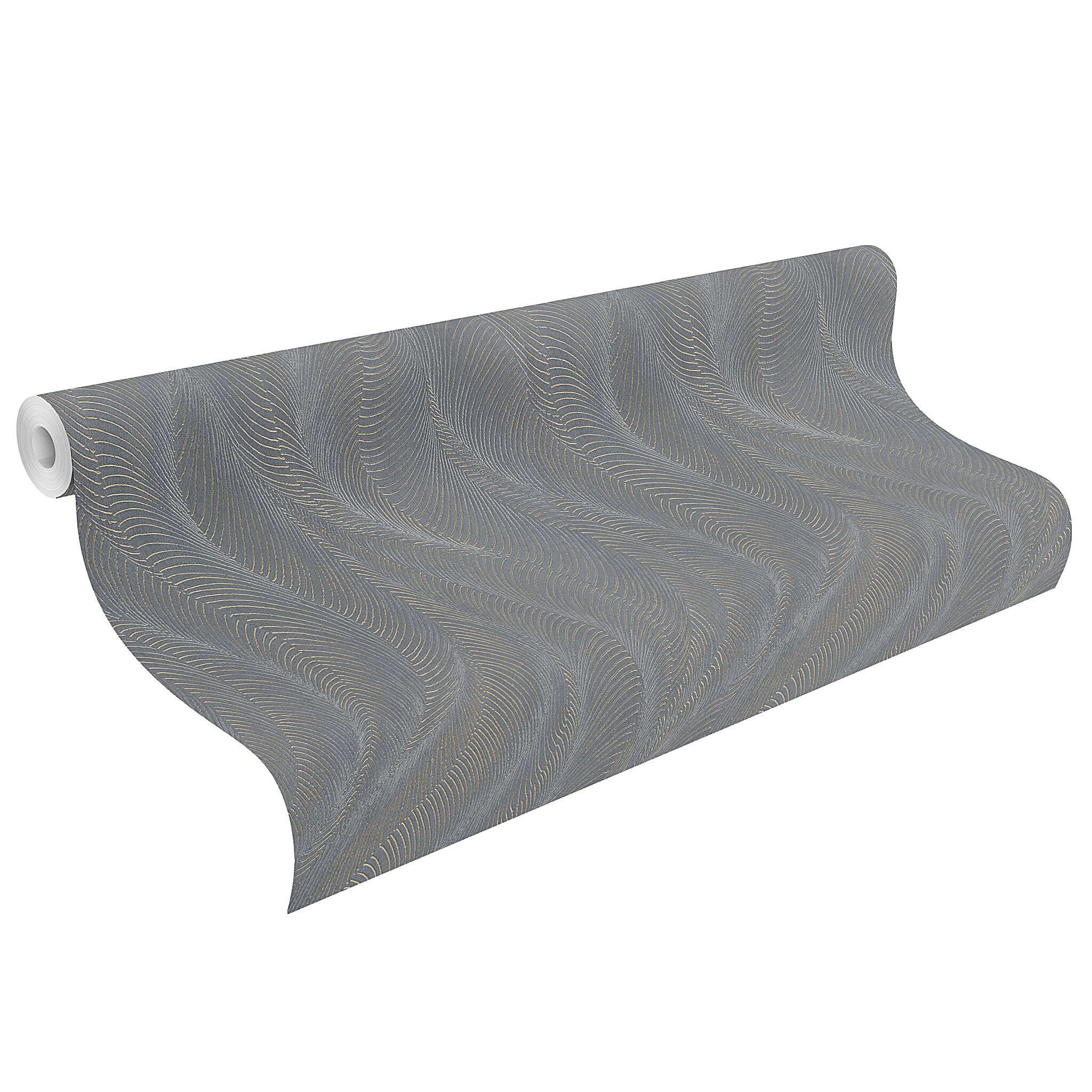 10-977943 Rolle abgerollt 1 Papier peint intissé bleu-champagne Incanto 977943