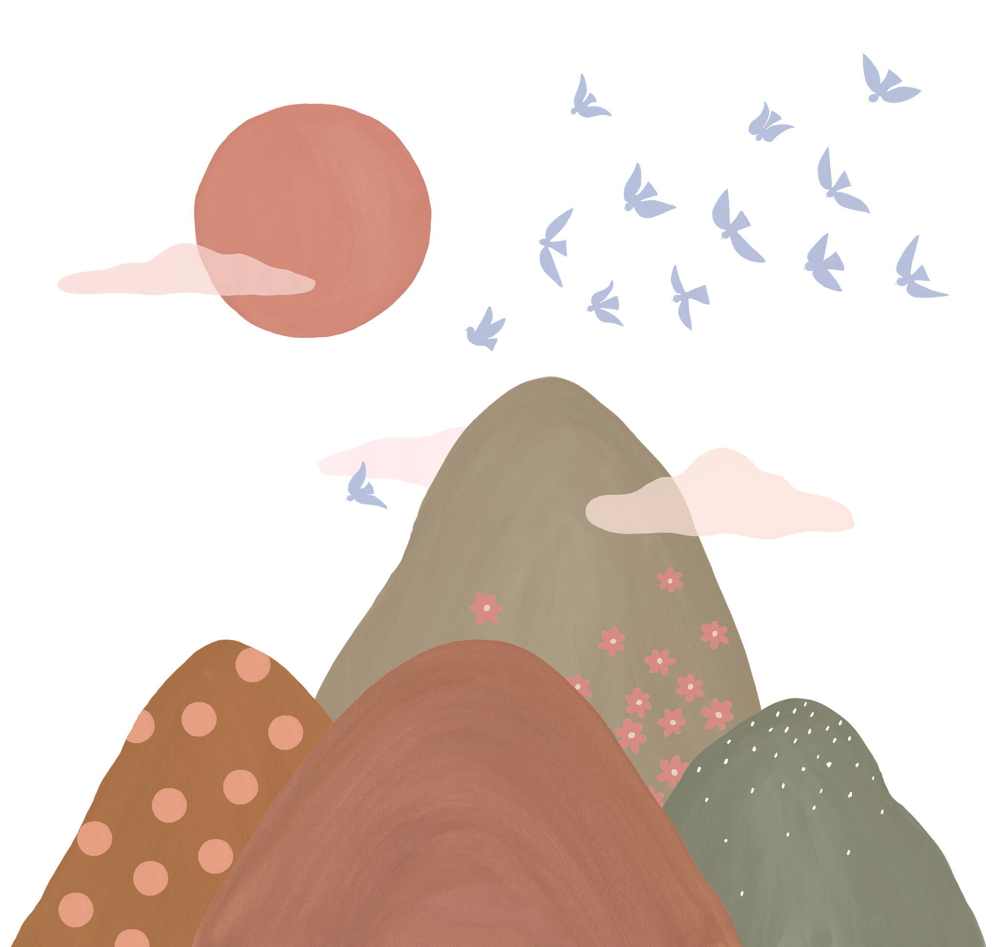 Vliestapete Mountain Tops in Orange | Roomblush - RB353