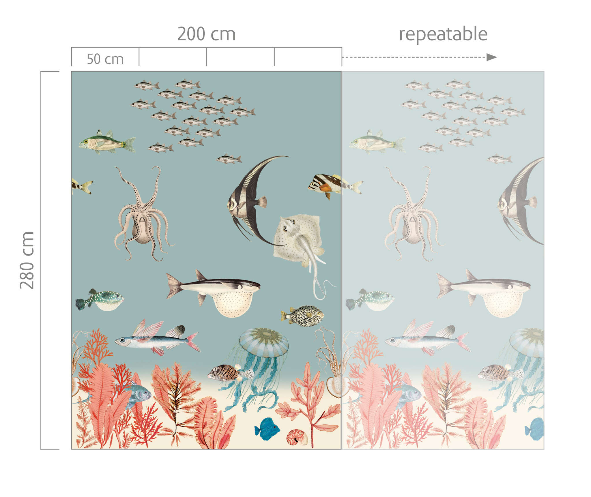 10-557497 Bildauschnitt 1 Fish wall mural in blue 557497
