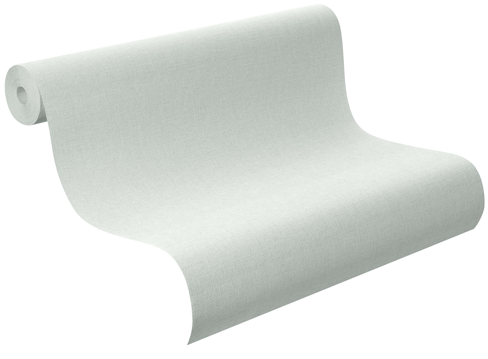 10-448603 Rolle abgerollt 2 Unrolled wallpaper roll with Wallpaper in aquamarine with a fine texture, ideal for simple and elegant wall designs.