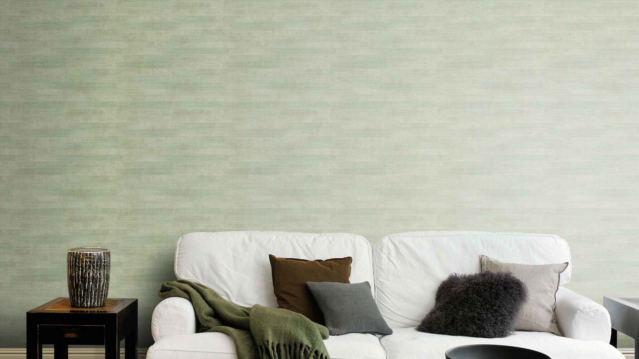 10-418484 Raumsituationen 1 Leather-look non-woven wallpaper in light green 418484