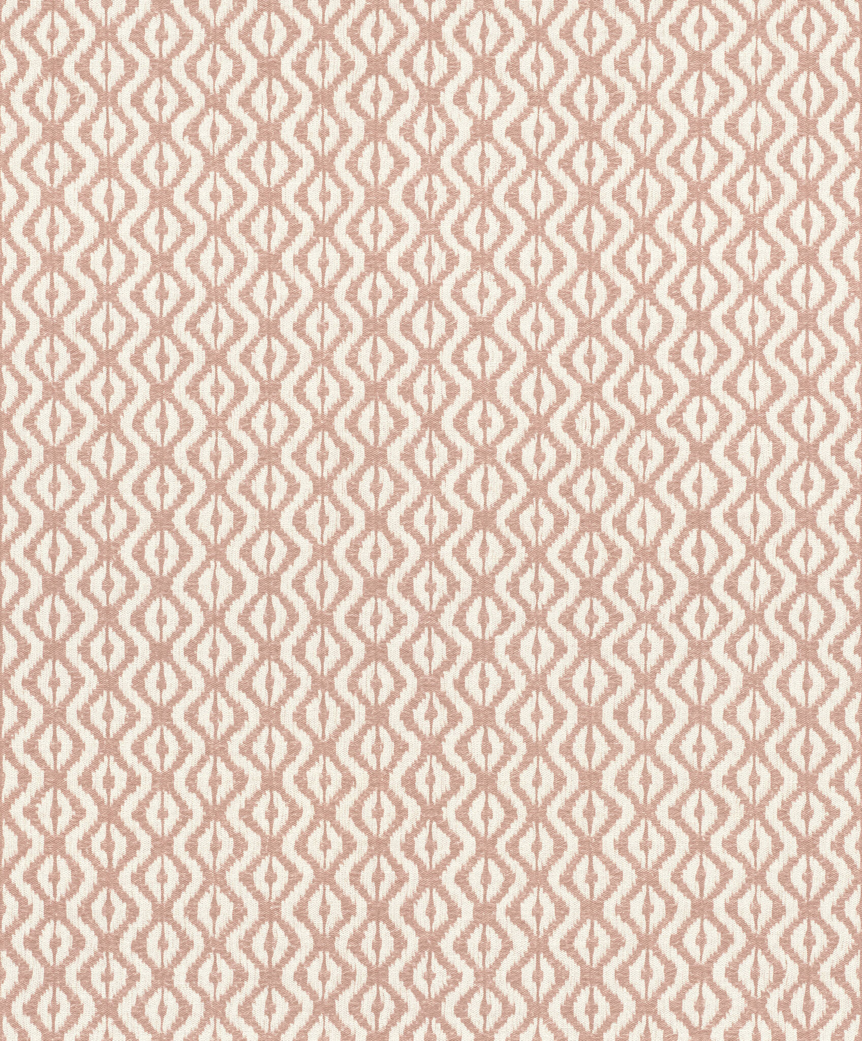 10-410662 Artikelscan 1 Vliestapete mit kleinteiligem Rautenmuster in Terrakotta und Weiß mit textilartiger Struktur.