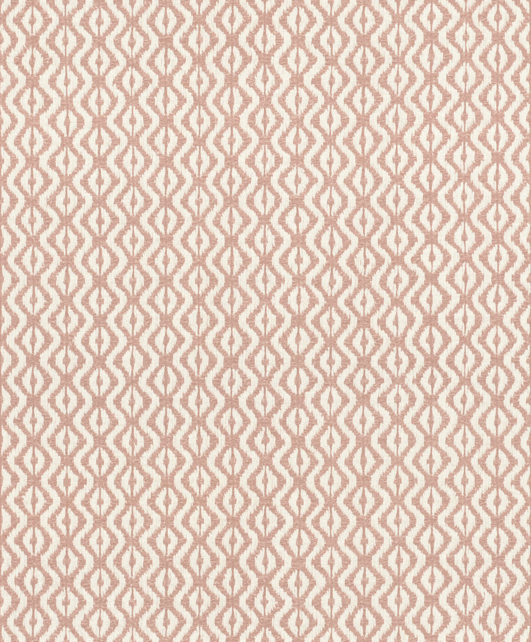 10-410662 Artikelscan 1 Vliestapete mit kleinteiligem Rautenmuster in Terrakotta und Weiß mit textilartiger Struktur.