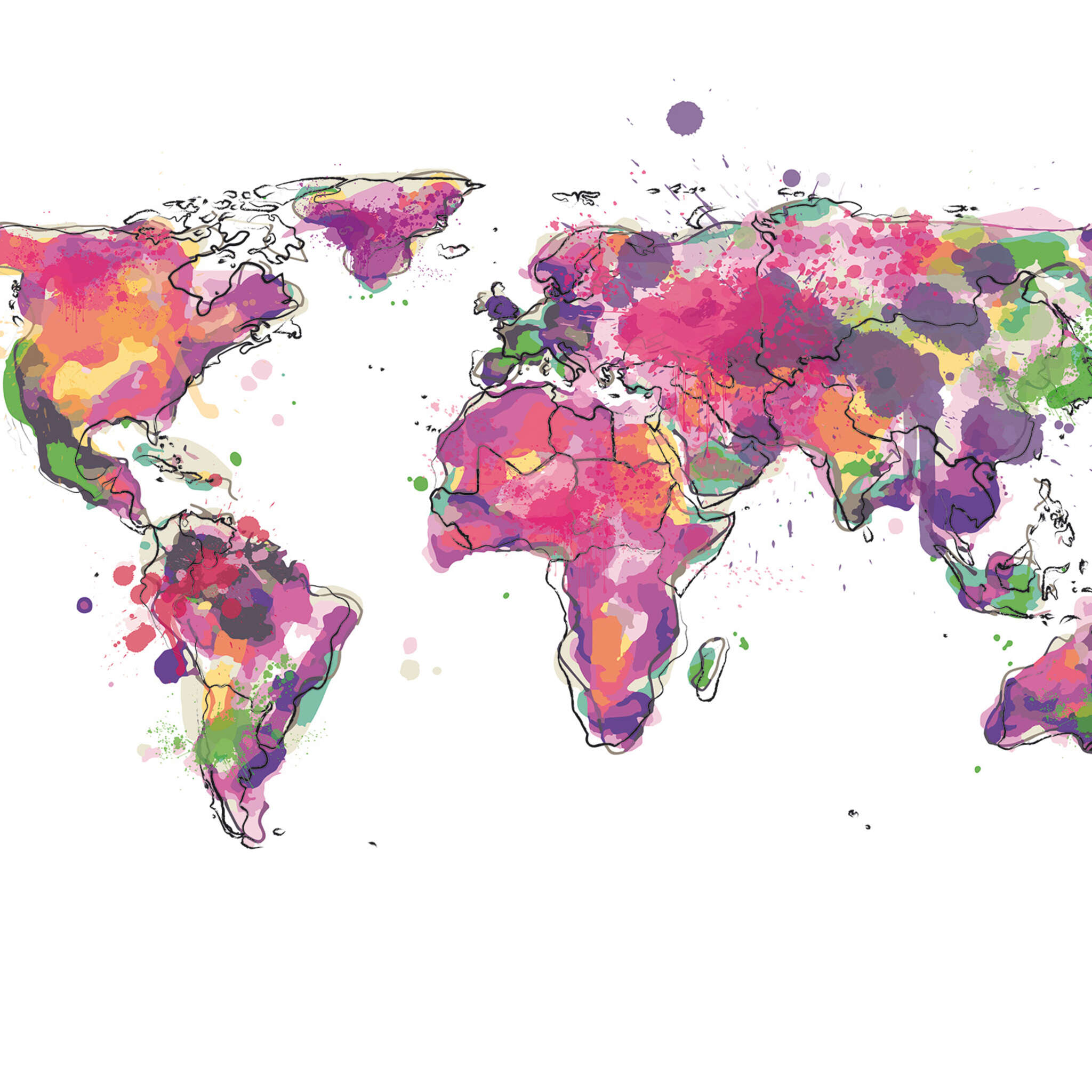 Grün-Lila-Pink-Gelb-Weiß
