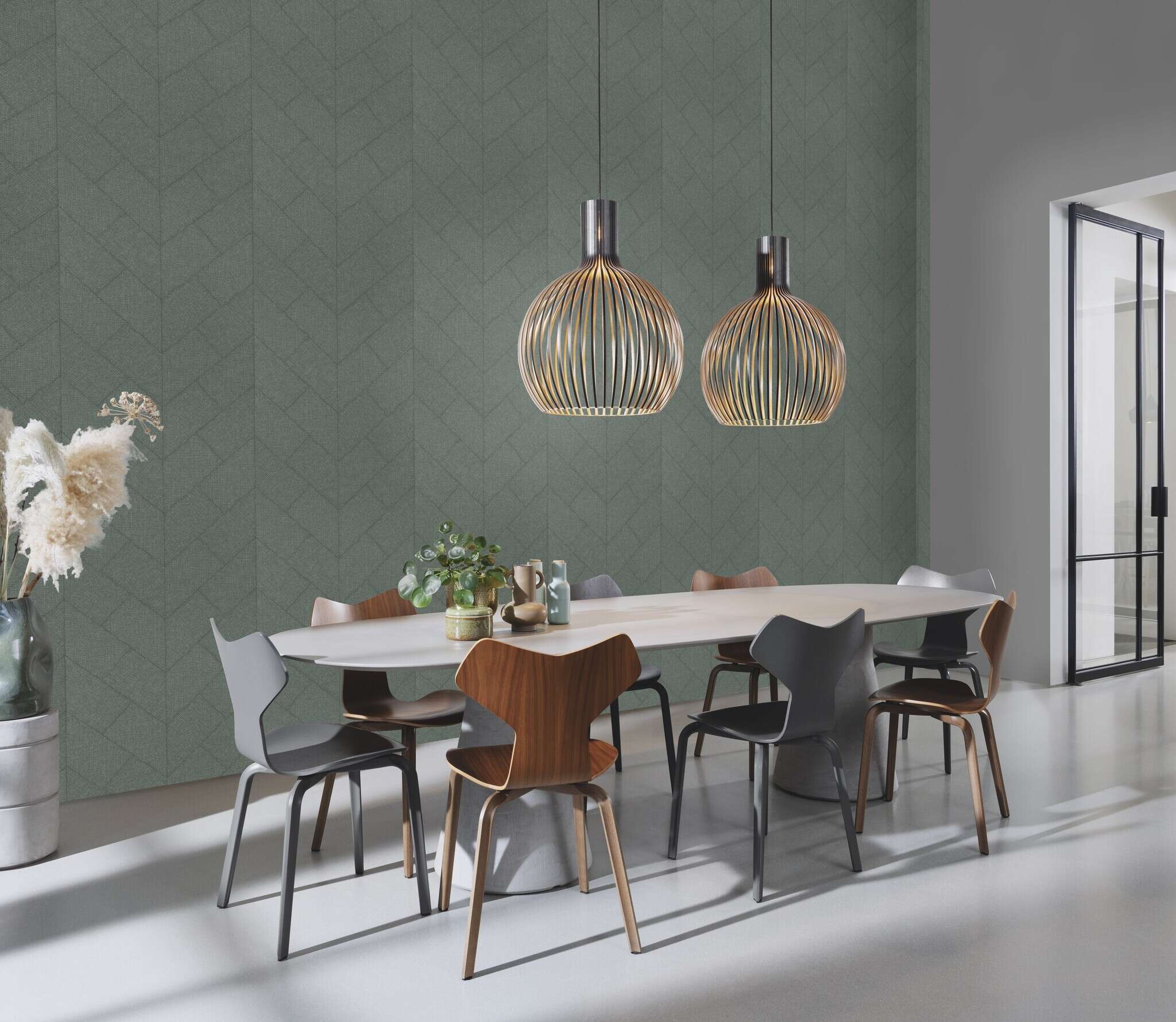 Vliestapete geometrisch in Grün - Atelier Tissé Weston 613766