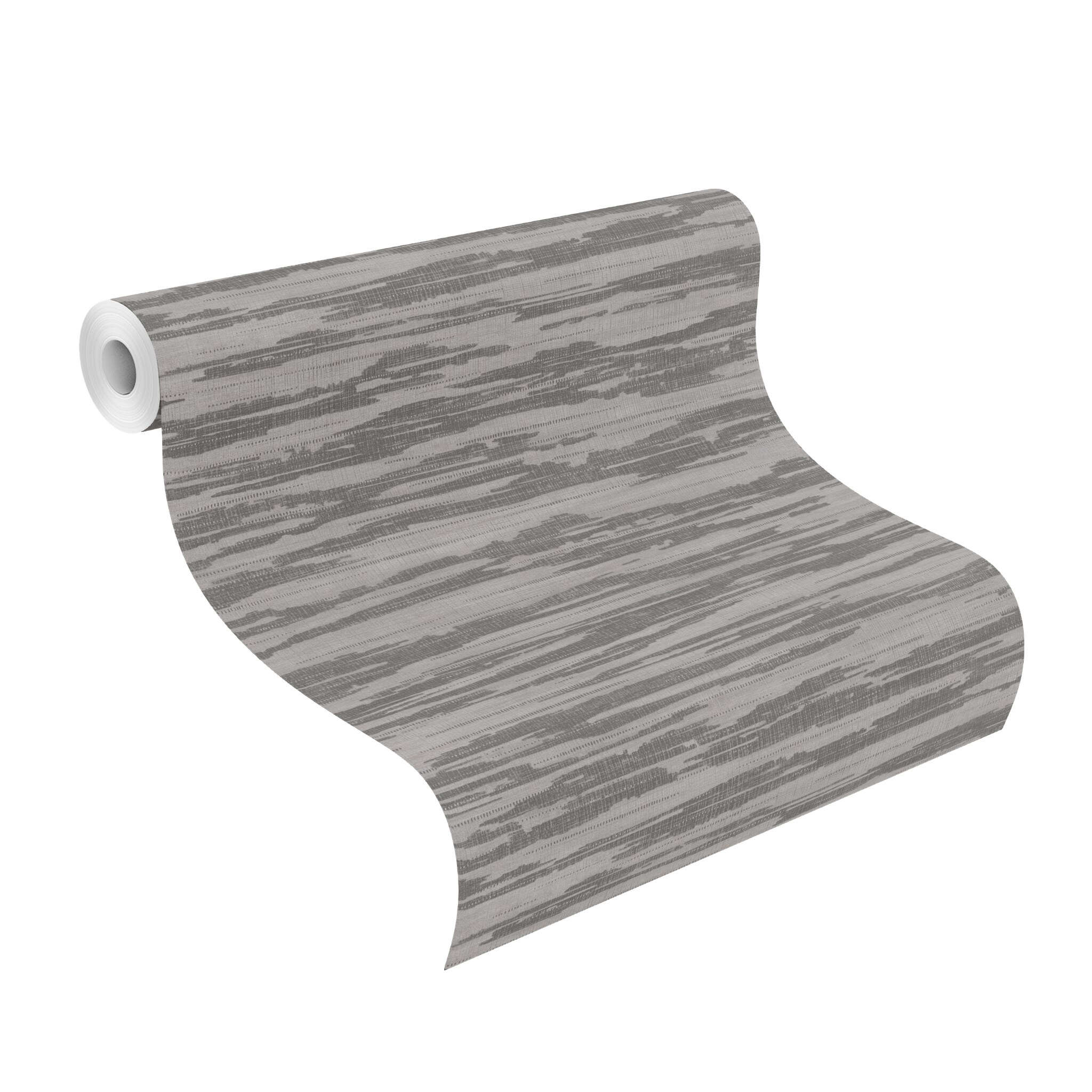 10-720464 Rolle abgerollt 1 Unrolled wallpaper roll with Wallpaper with horizontal lines and grooved texture