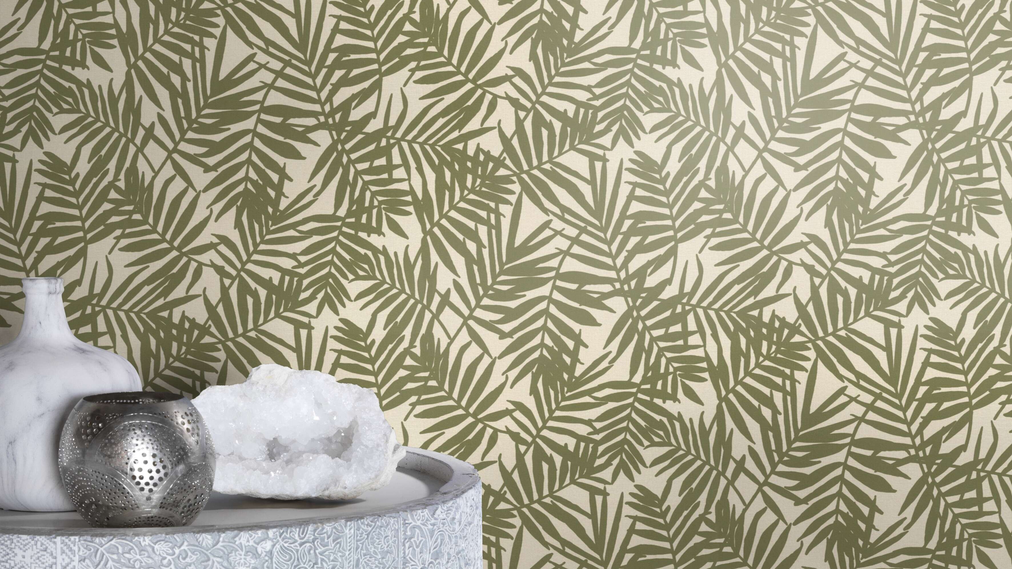 10-460209 Raumsituationen 1 Non-woven wallpaper in green-reed green Selection vinyl/non-woven 460209