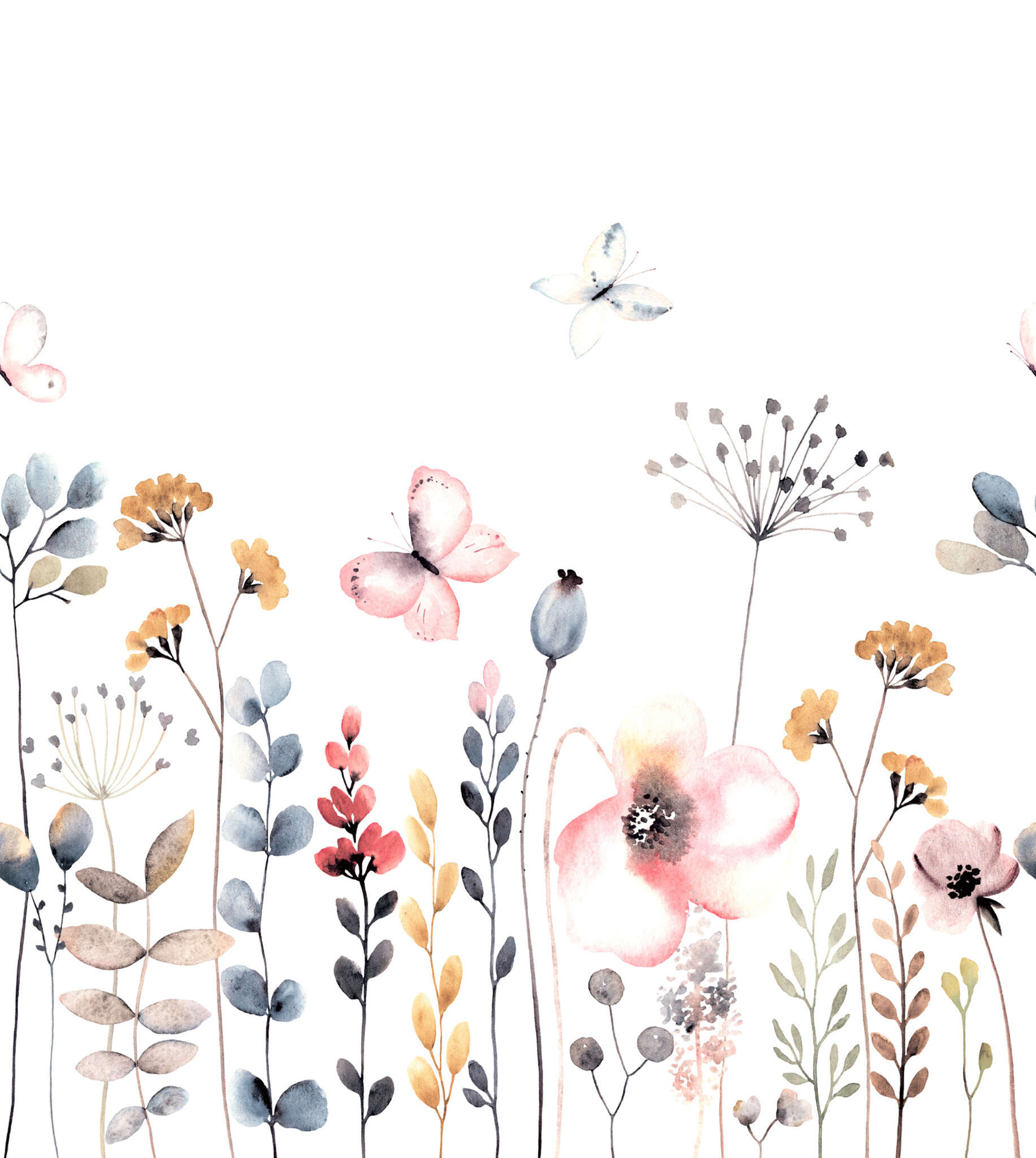 10-253276 - Wandbild - Blumenwiese in zartem Aquarell blau/rosa253276 Artikelscan 1 Bambino XIX Wall mural 253276