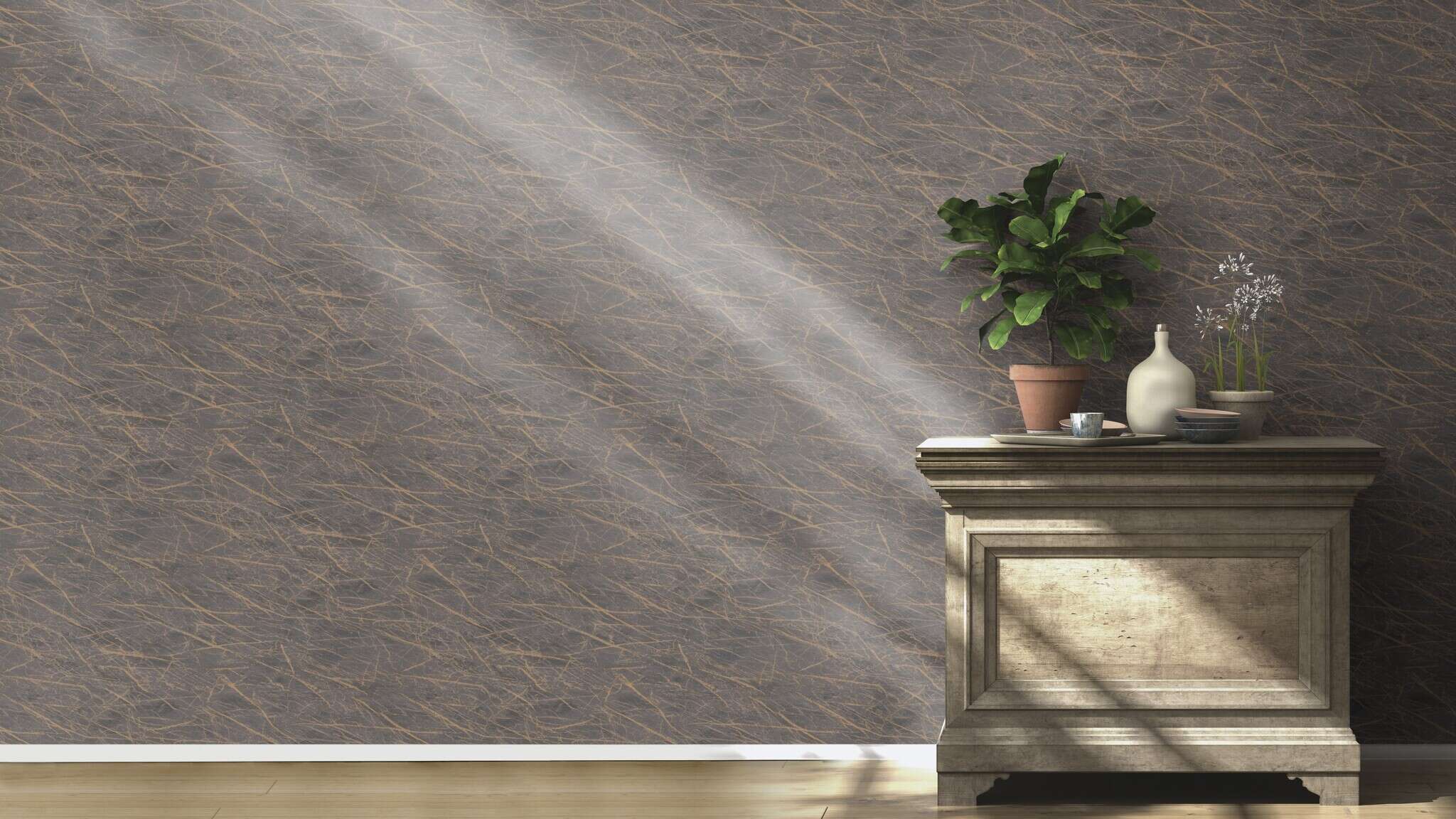 10-429985 Raumsituationen 1 Marble non-woven wallpaper in brown marble Selection Relief/non-woven 429985