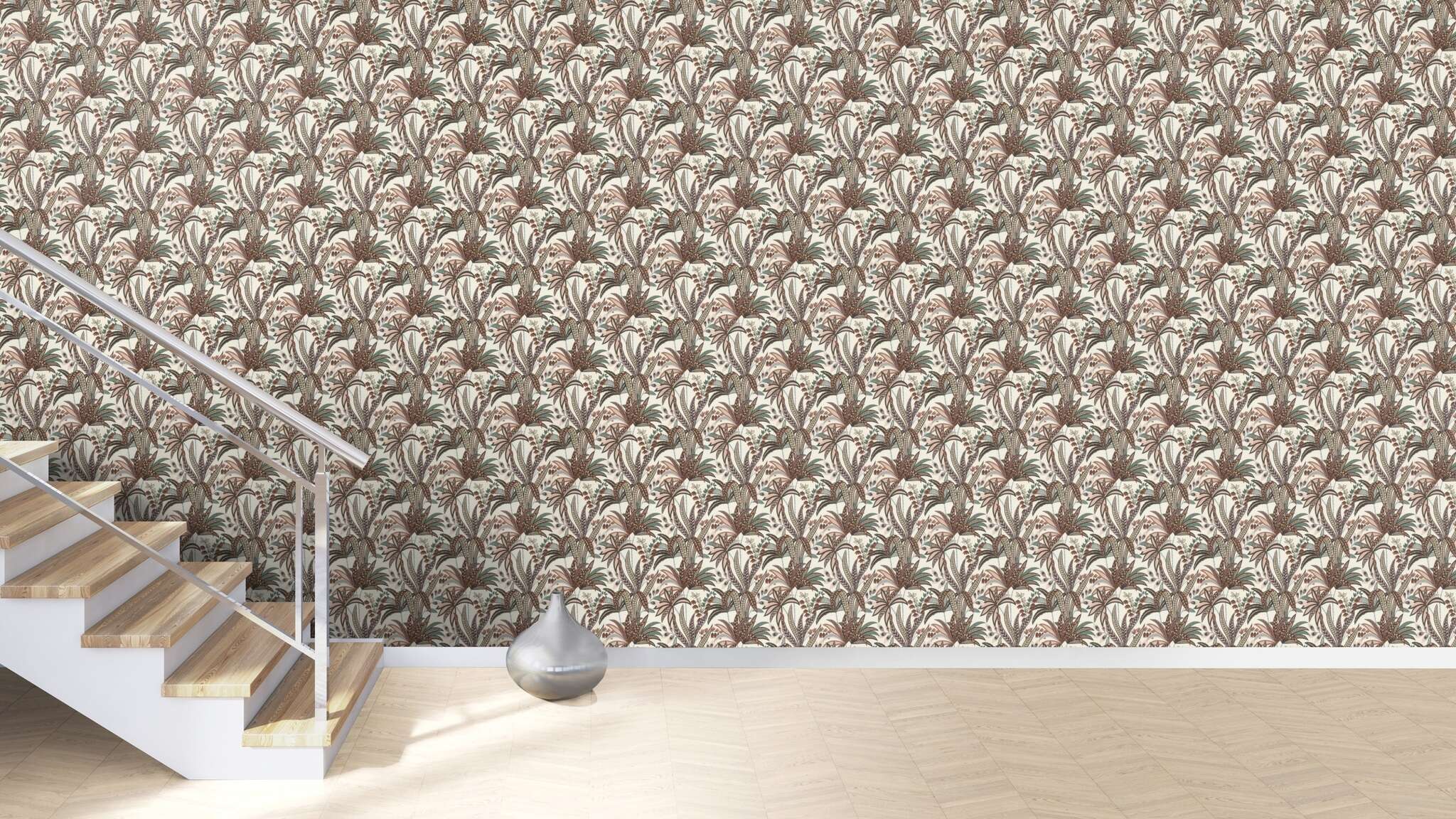 10-792645 Raumsituationen 2 Room with Wallpaper with fantasy leaves