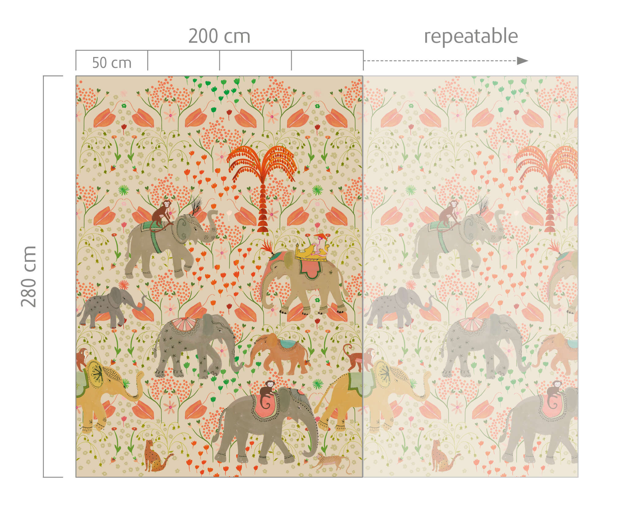 10-557831 Bildauschnitt 1 Claas Papier peint Vintage Eléphants 557831