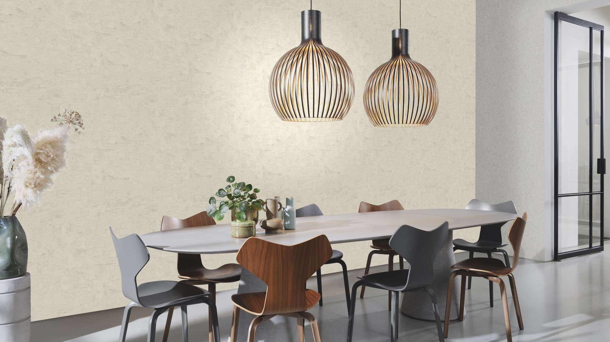 10-499759 Raumsituationen 3 Raum mit Tapete mit Vintage Metalloptik