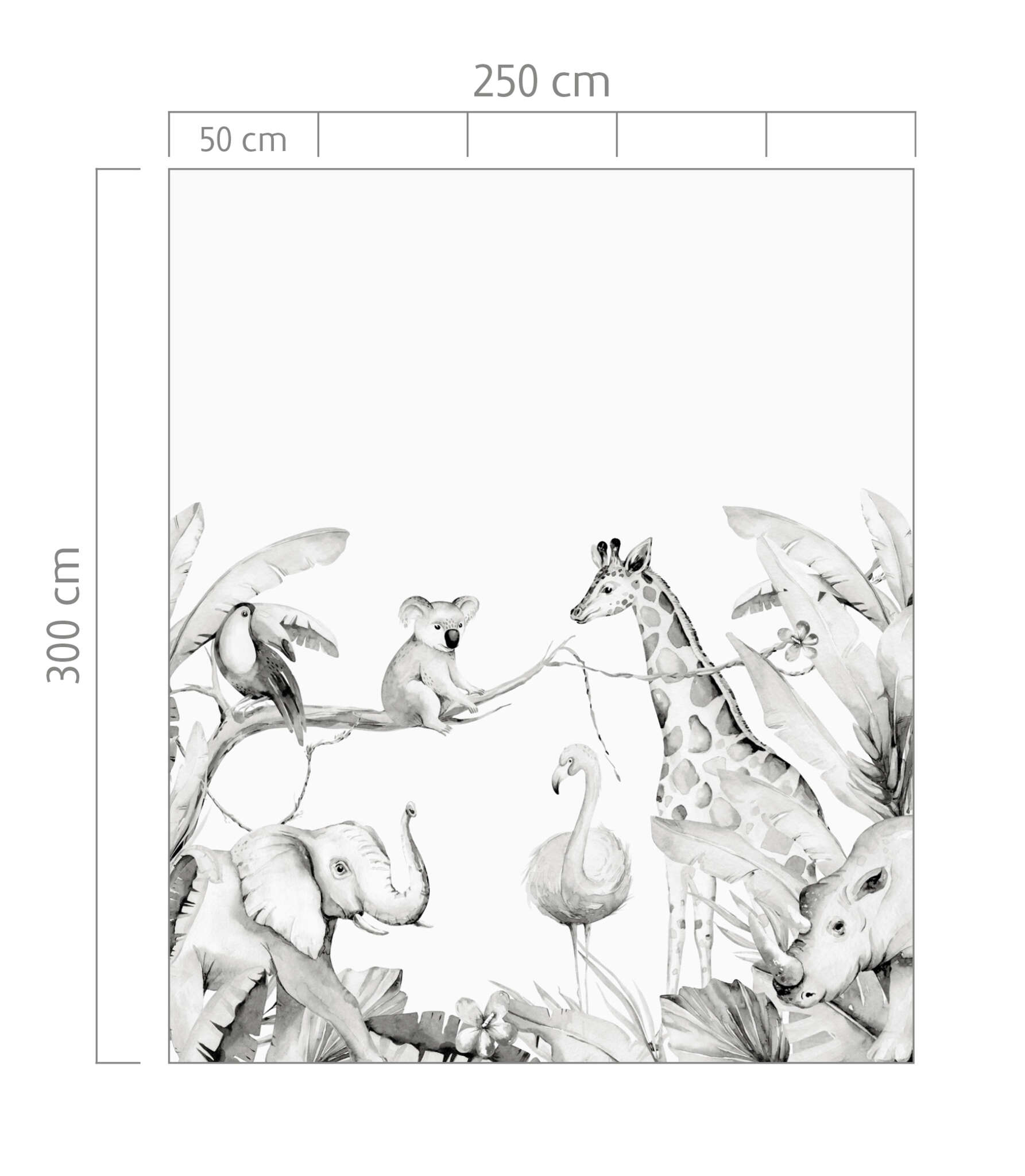 10-253320 Bildauschnitt 1 Fototapete Dschungel Tiere Schwarz-Weiß - Bambino XIX 253320