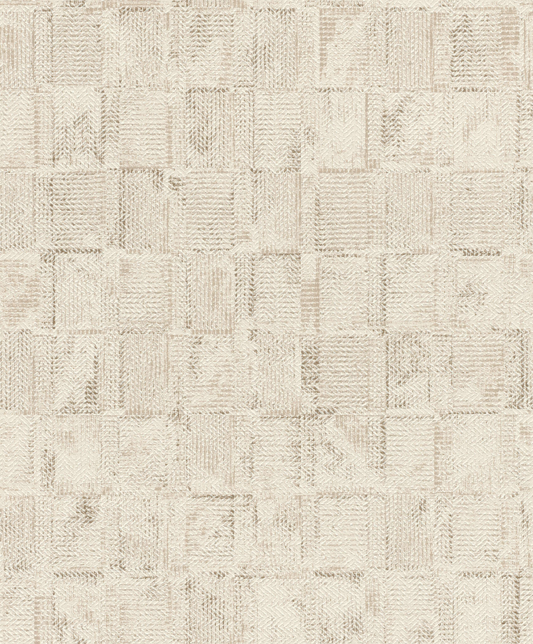 10-314717 Artikelscan 1 Papier peint intissé couleur crème avec une texture patchwork tissée et un aspect légèrement en relief.