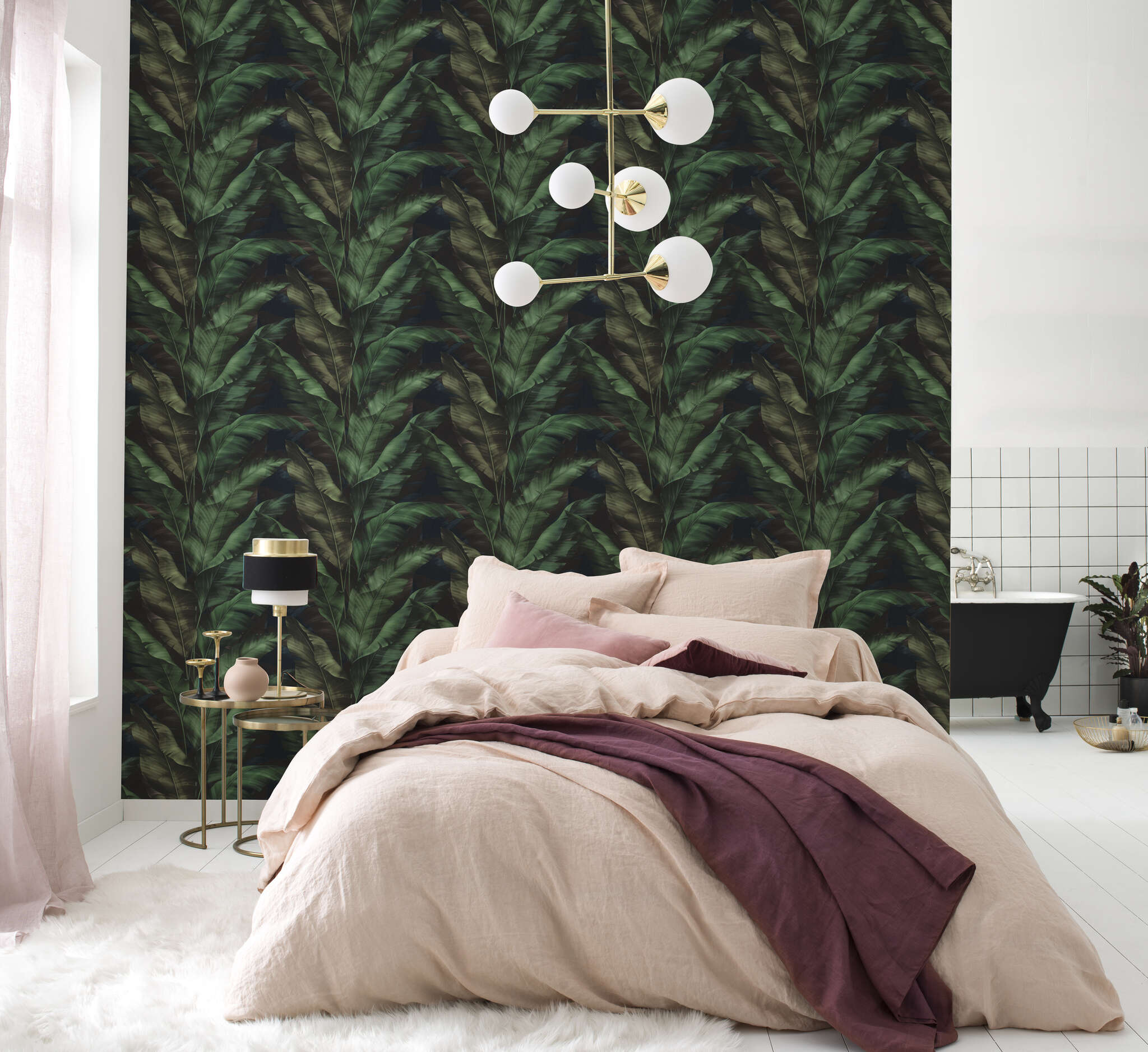 10-370034 Raumsituationen 1 Rio 370034 self-adhesive wallpaper - tropical banana leaves in green
