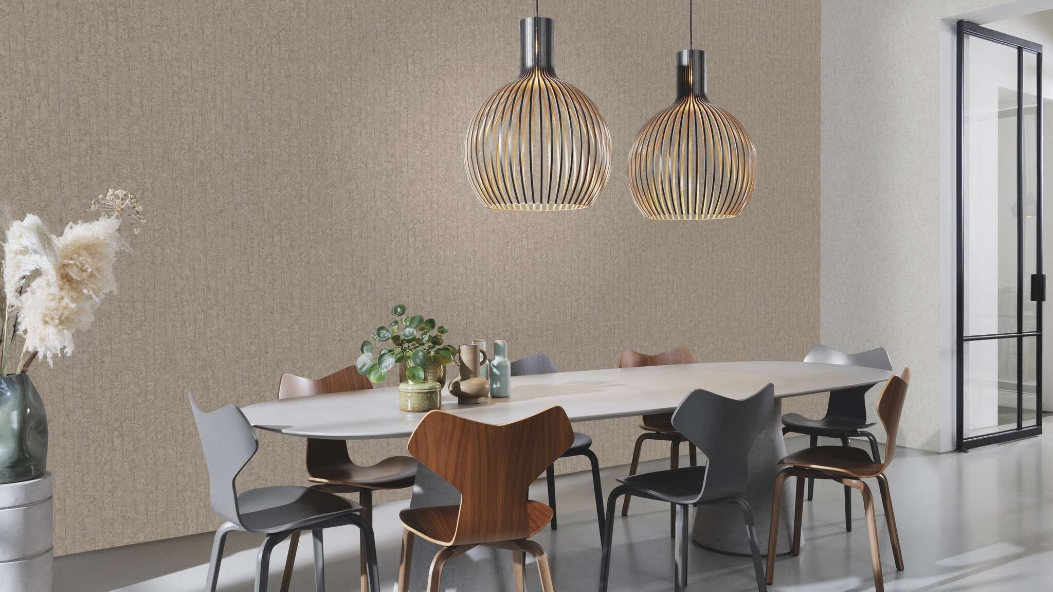 10-499230 Raumsituationen 3 Room with Wallpaper with concrete look