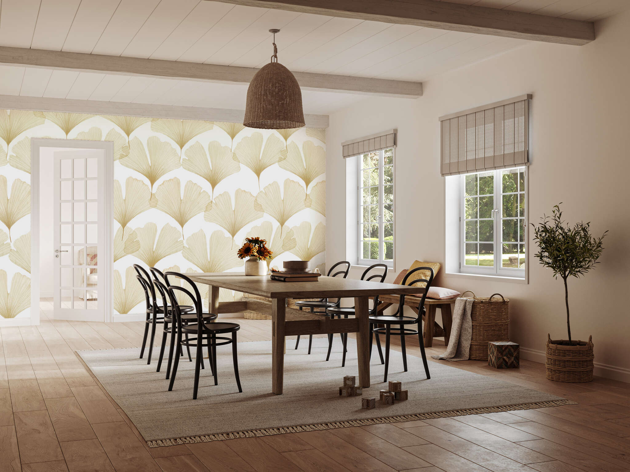 10-300195 Raumbilder 2 Wall mural Ginkgo in Yellow-Gold | Roomblush - RB475