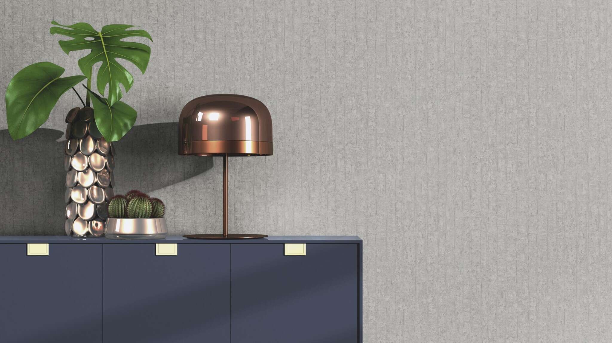 10-499247 Raumsituationen 2 Room with Wallpaper with concrete look