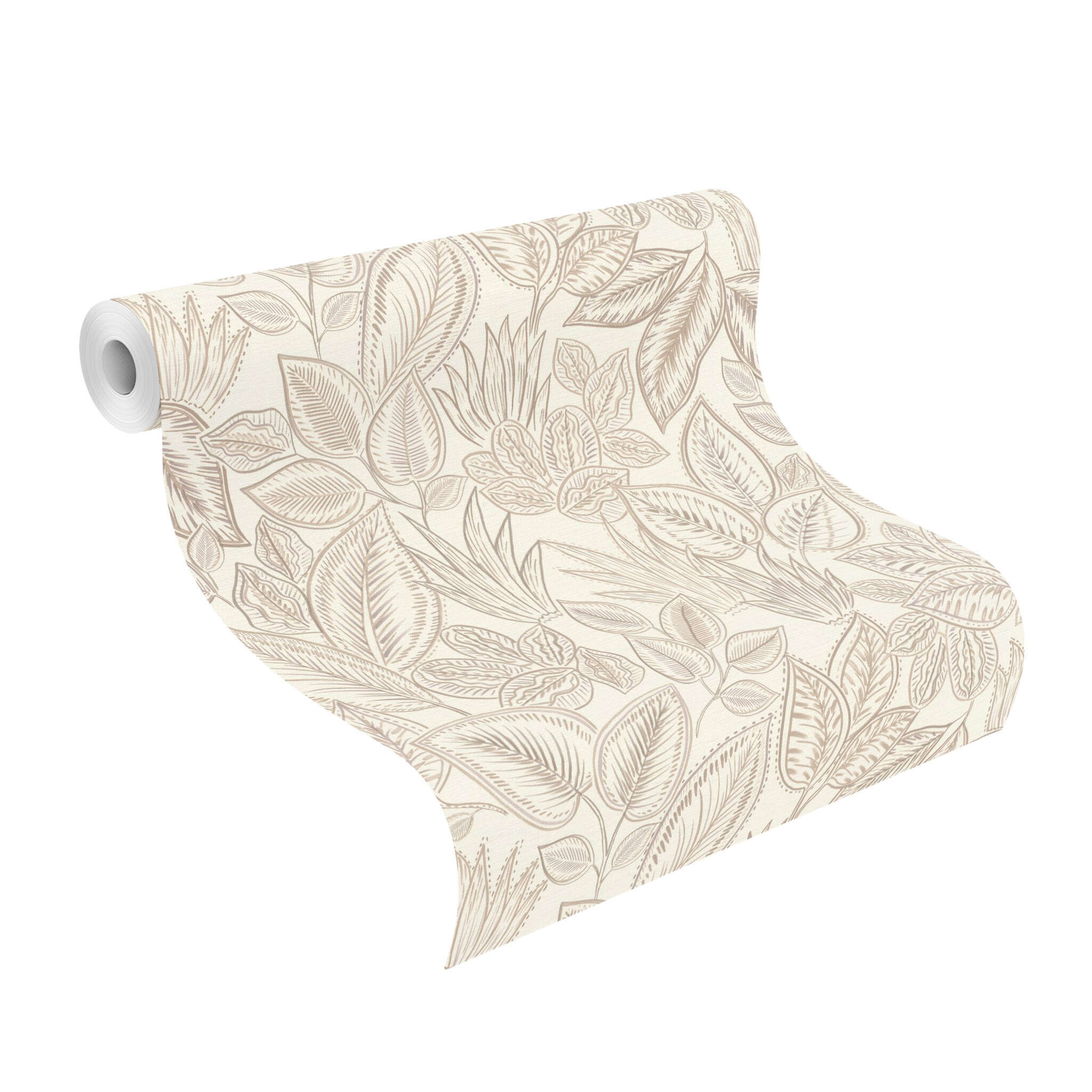 10-692419 Rolle abgerollt 1 Rouleau de déroulé avec Papier peint avec des feuilles dessinées de manière imaginative