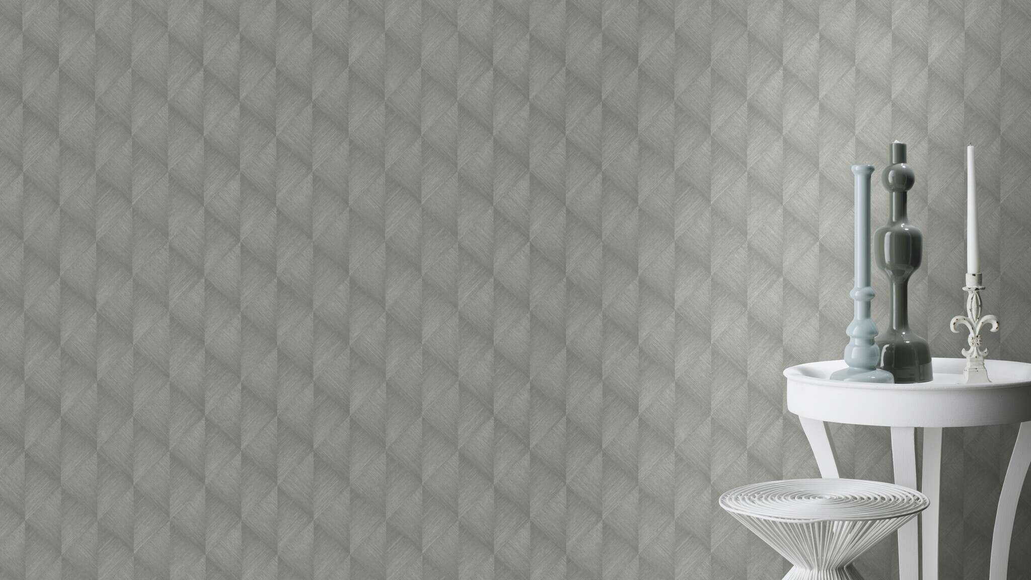 10-687903 Raumsituationen 1 Graphic non-woven wallpaper in gray-silver gray Selection 687903