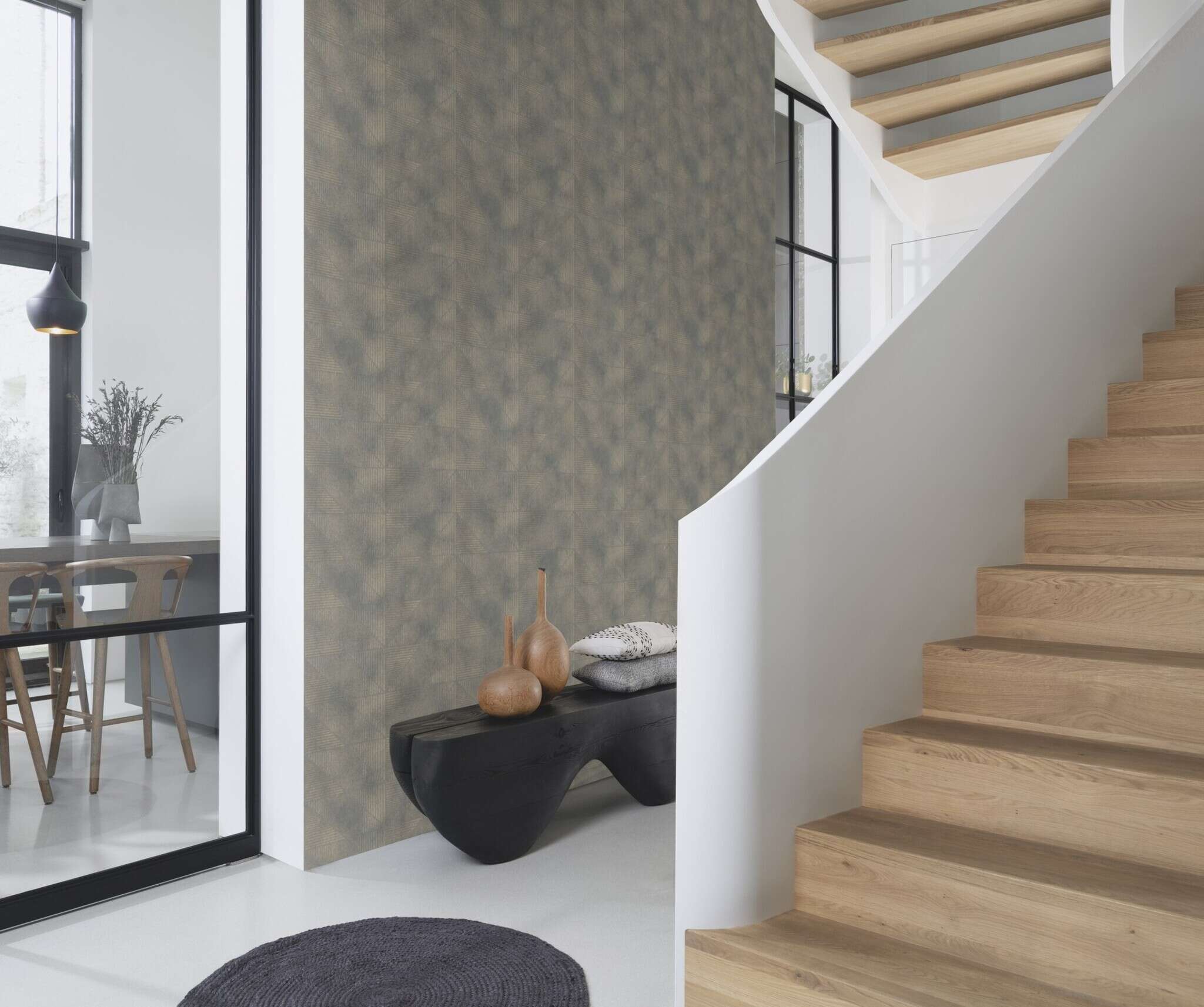 10-653946 Raumsituationen 3 Textured non-woven wallpaper in gray-grey-blue Welcome Home 653946