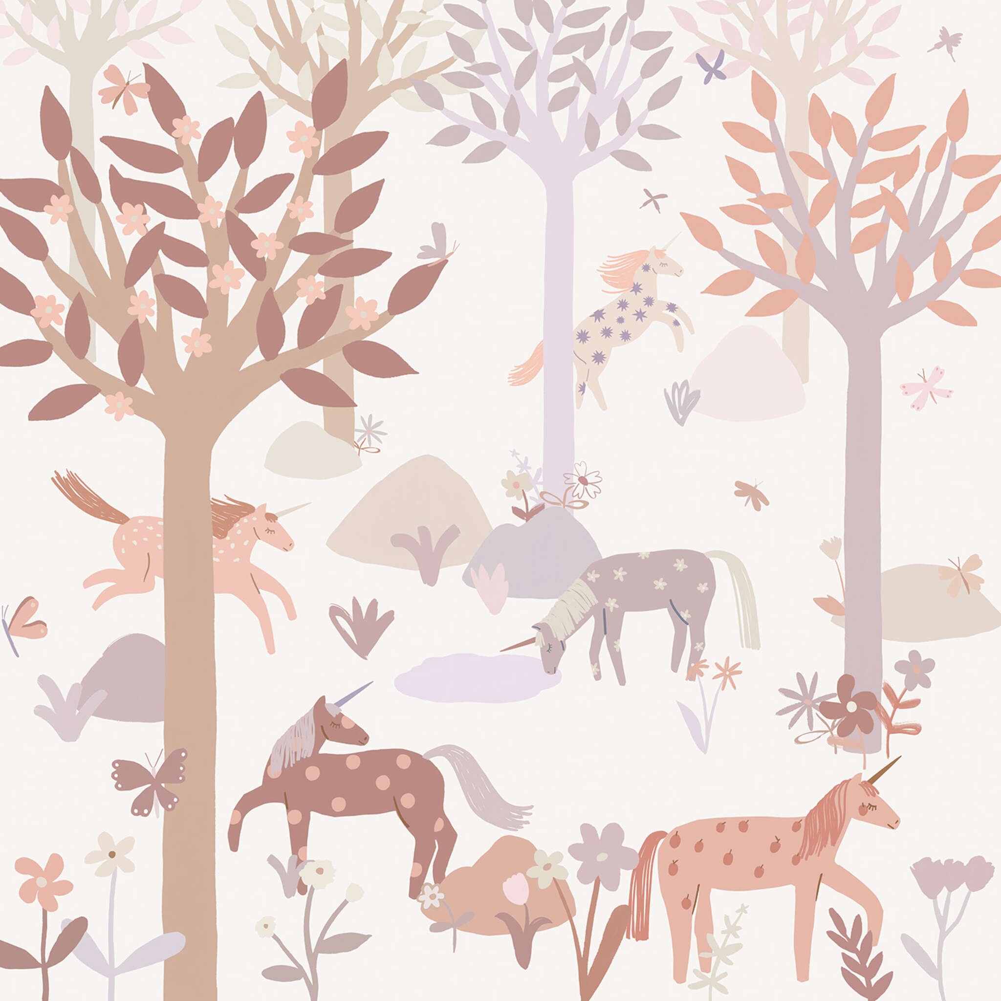 Fototapete Einhorn in Lila und Beige 300049