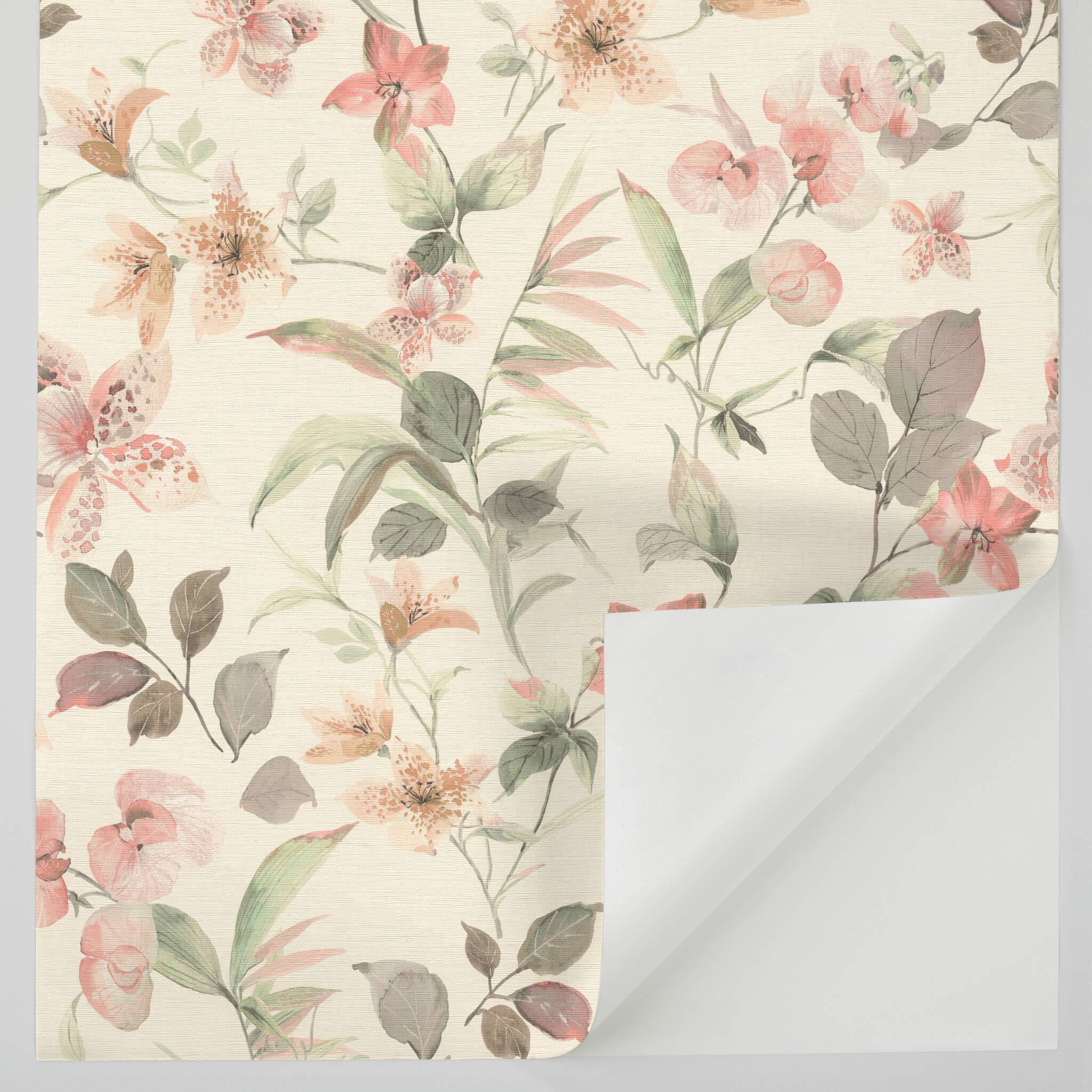 10-371314 Detailaufnahmen 1 Lumina 371314 self-adhesive wallpaper - floral pattern in soft green and pink