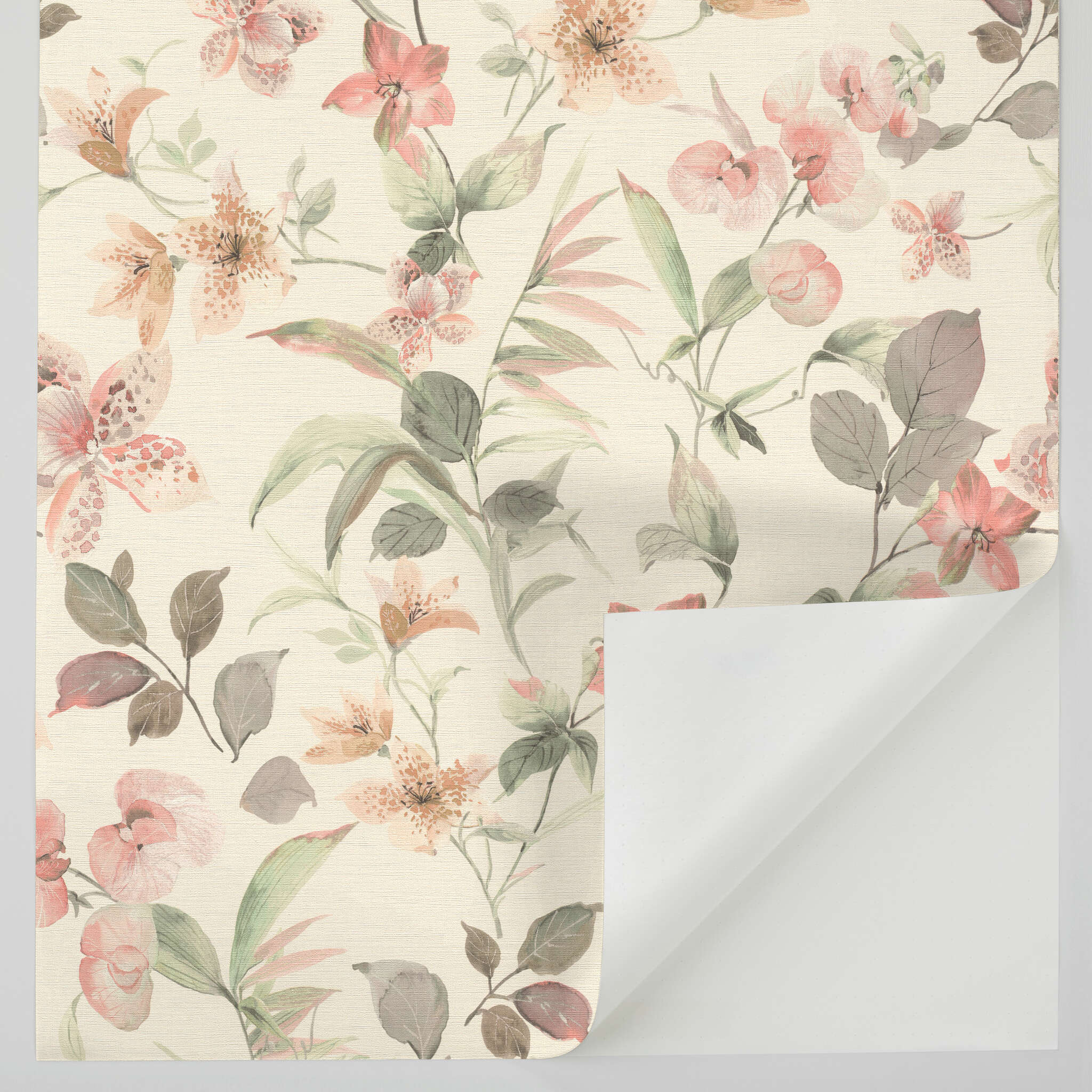10-371314 Detailaufnahmen 1 Lumina 371314 self-adhesive wallpaper - floral pattern in soft green and pink