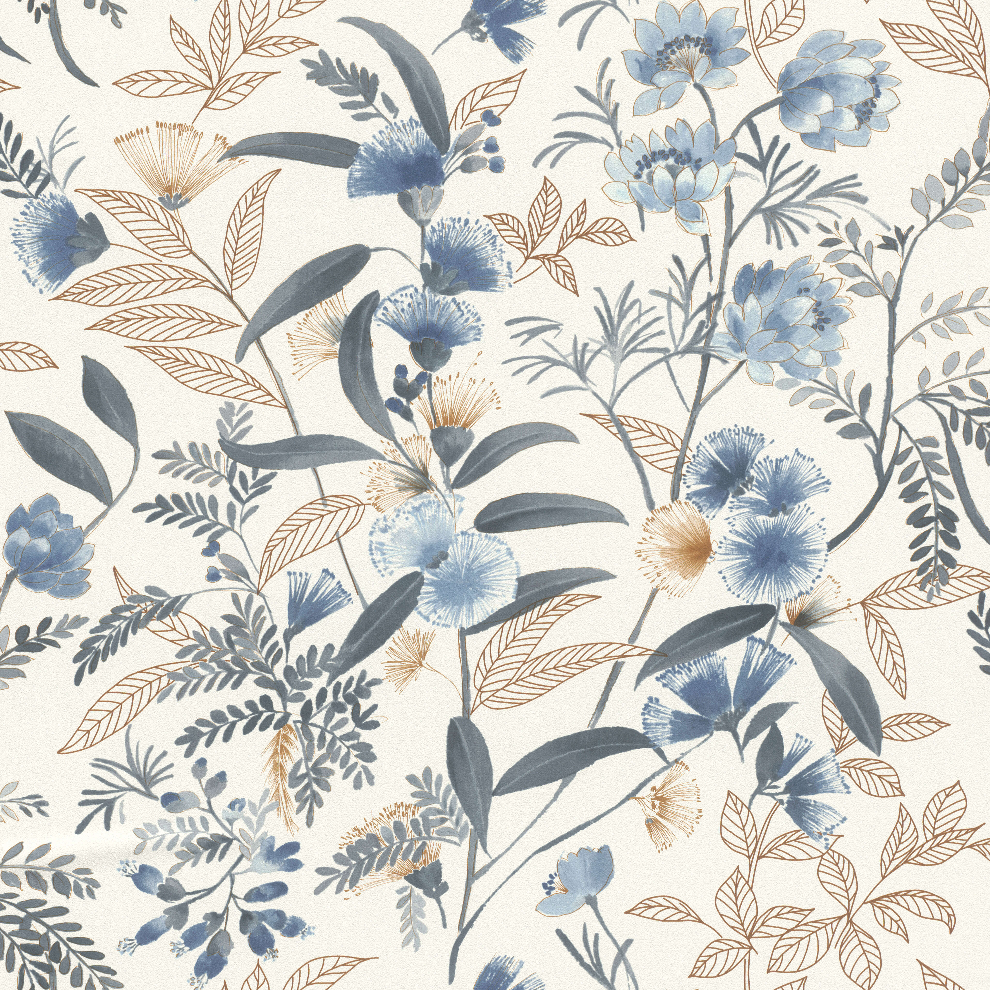 10-869125 Artikelscan 1 Tapte mit handgezeichneten Linien und Blumen in Aquarell-Optik