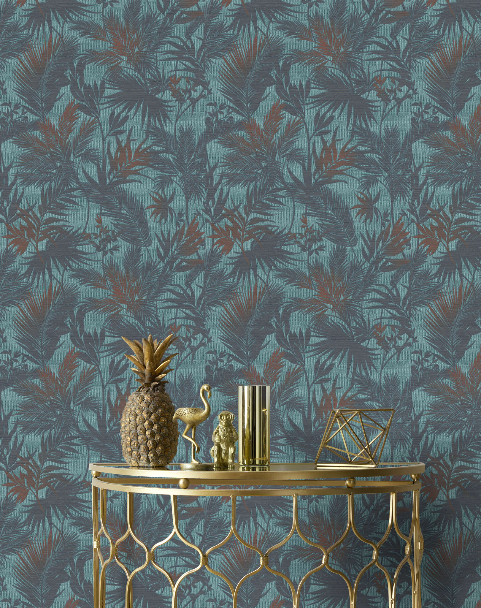 10-704143 Raumsituationen 4 Palm leaves non-woven wallpaper in turquoise 704143