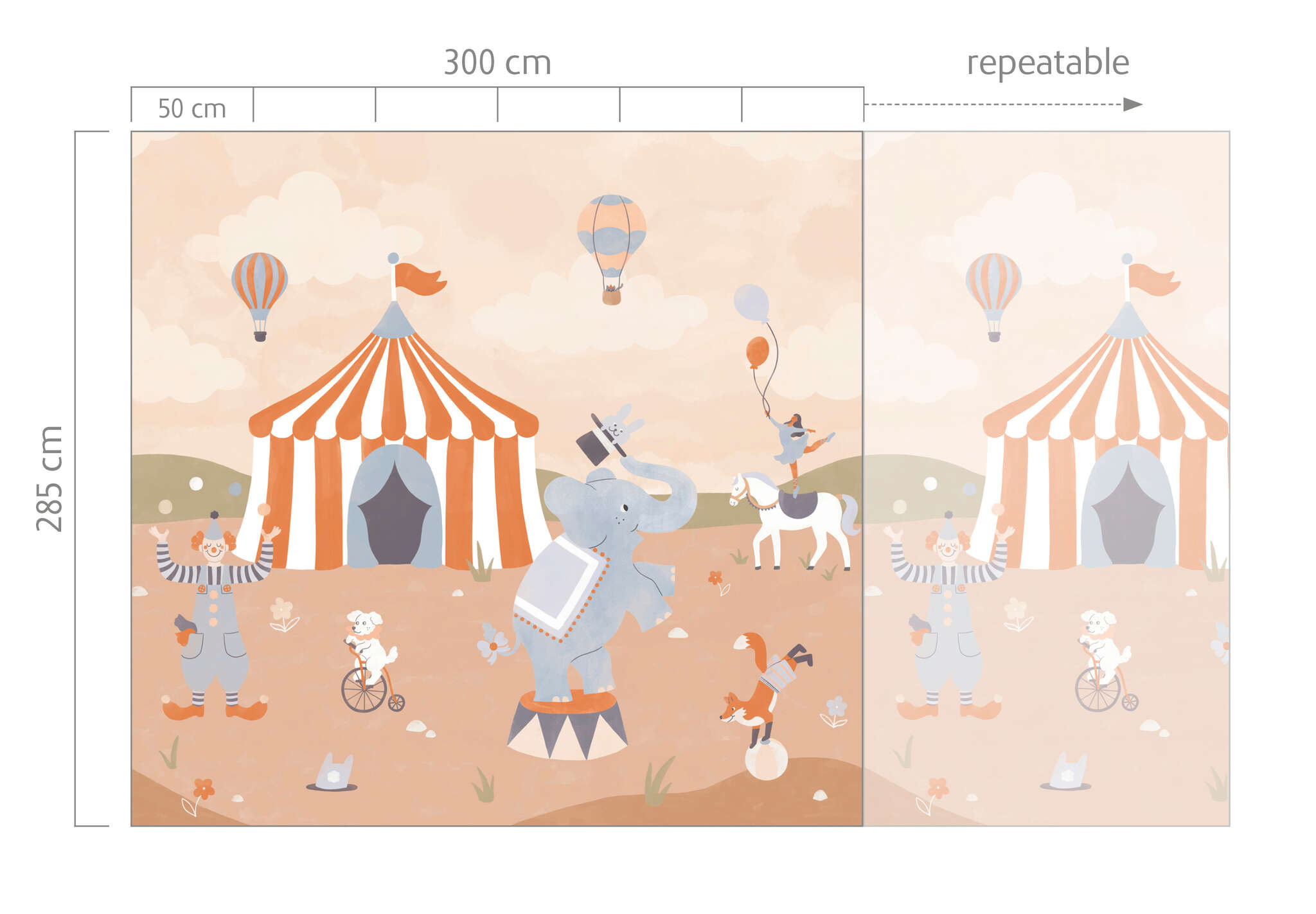 10-300379 Bildauschnitt 1 Wall mural mural Circus in Gray | Roomblush - RB443