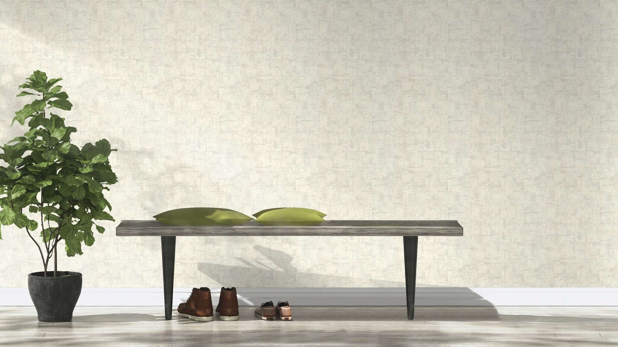 10-648980 Raumsituationen 1 Room with Single-colour wallpaper with plaster texture