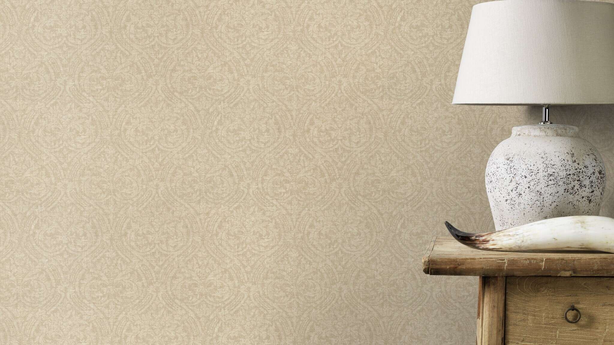 Vliestapete Ornamente in Beige - Atelier Tissé Grace 613322