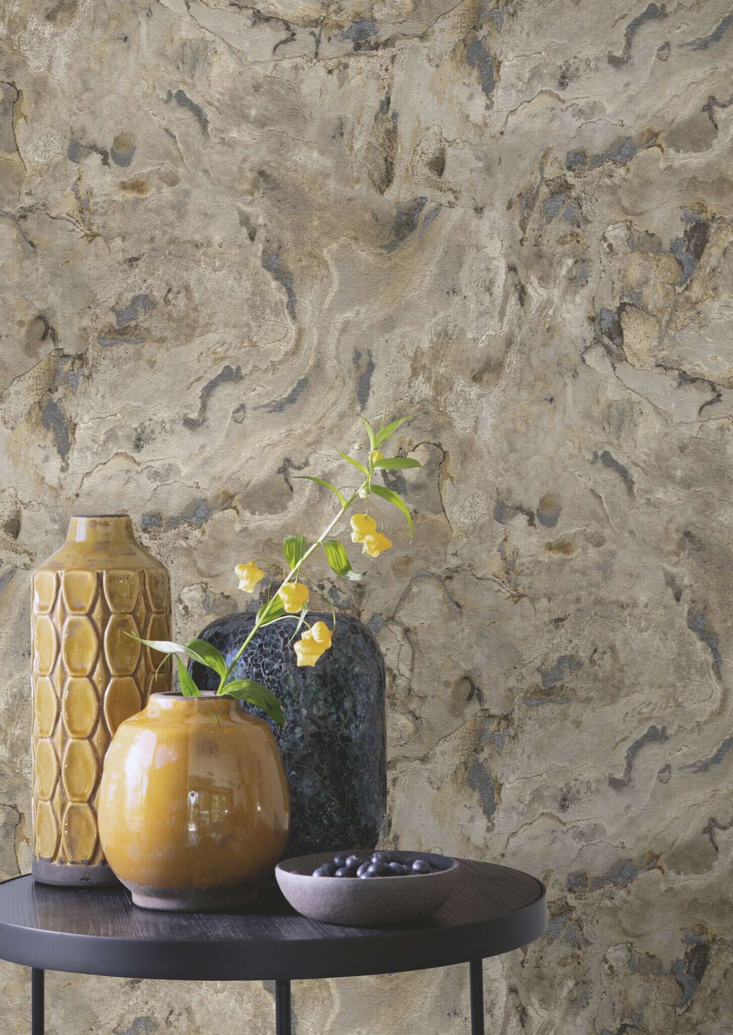 10-514612 Raumsituationen 3 Room with Wallpaper with natural stone look