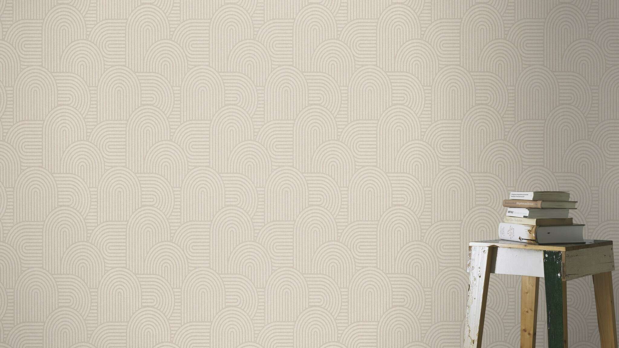10-634150 Raumsituationen 2 Room with Wallpaper with curved lines in Art Deco style